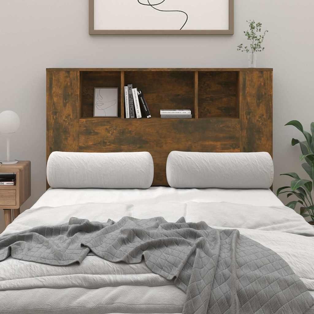 Walplus Engineered Wood Headboard Cabinet - Dark Oak - 120 x 18.5 x 102.5 cm