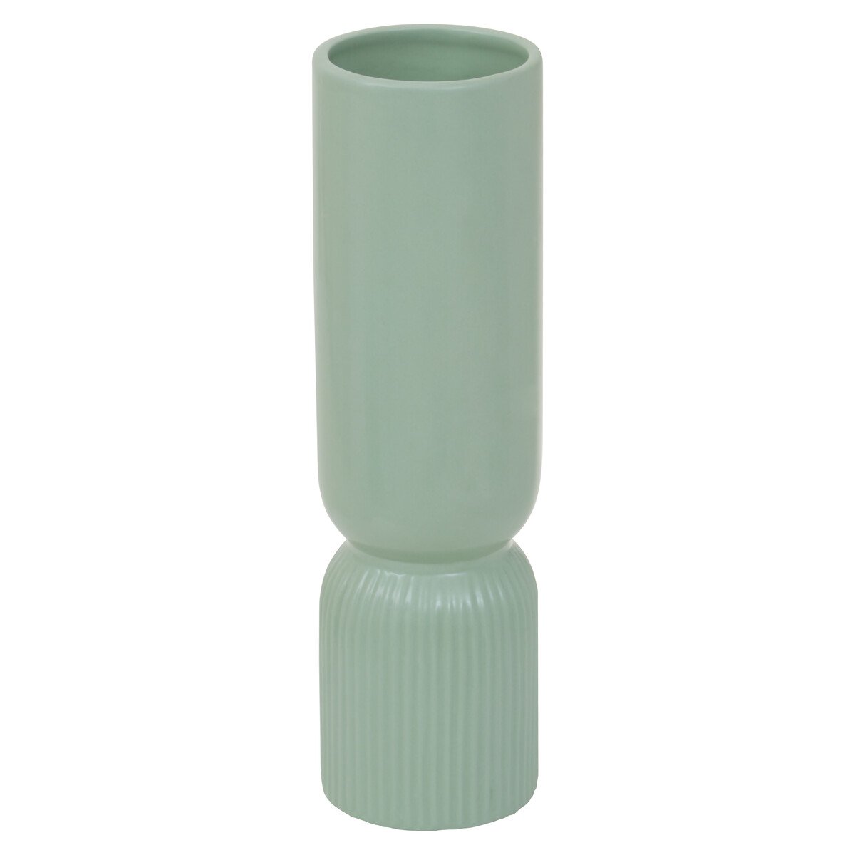 Orsina Fia Ribbed Ceramic Vase - Sage Green