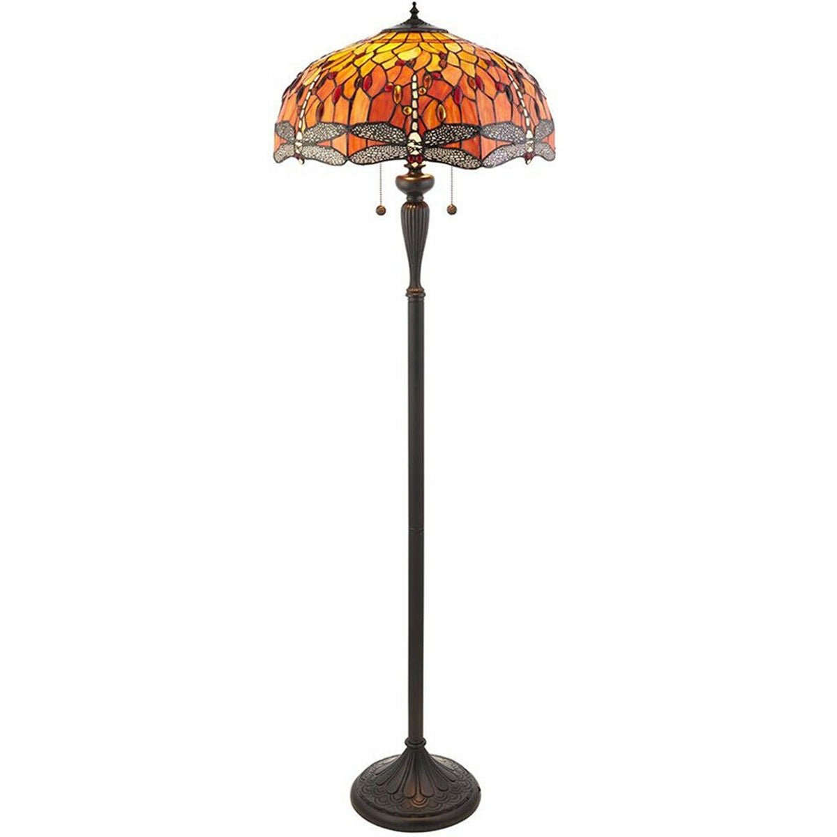 Loops Direct Glass and Polyester Resin Floor Lamp - Dark Bronze and Dragonfly