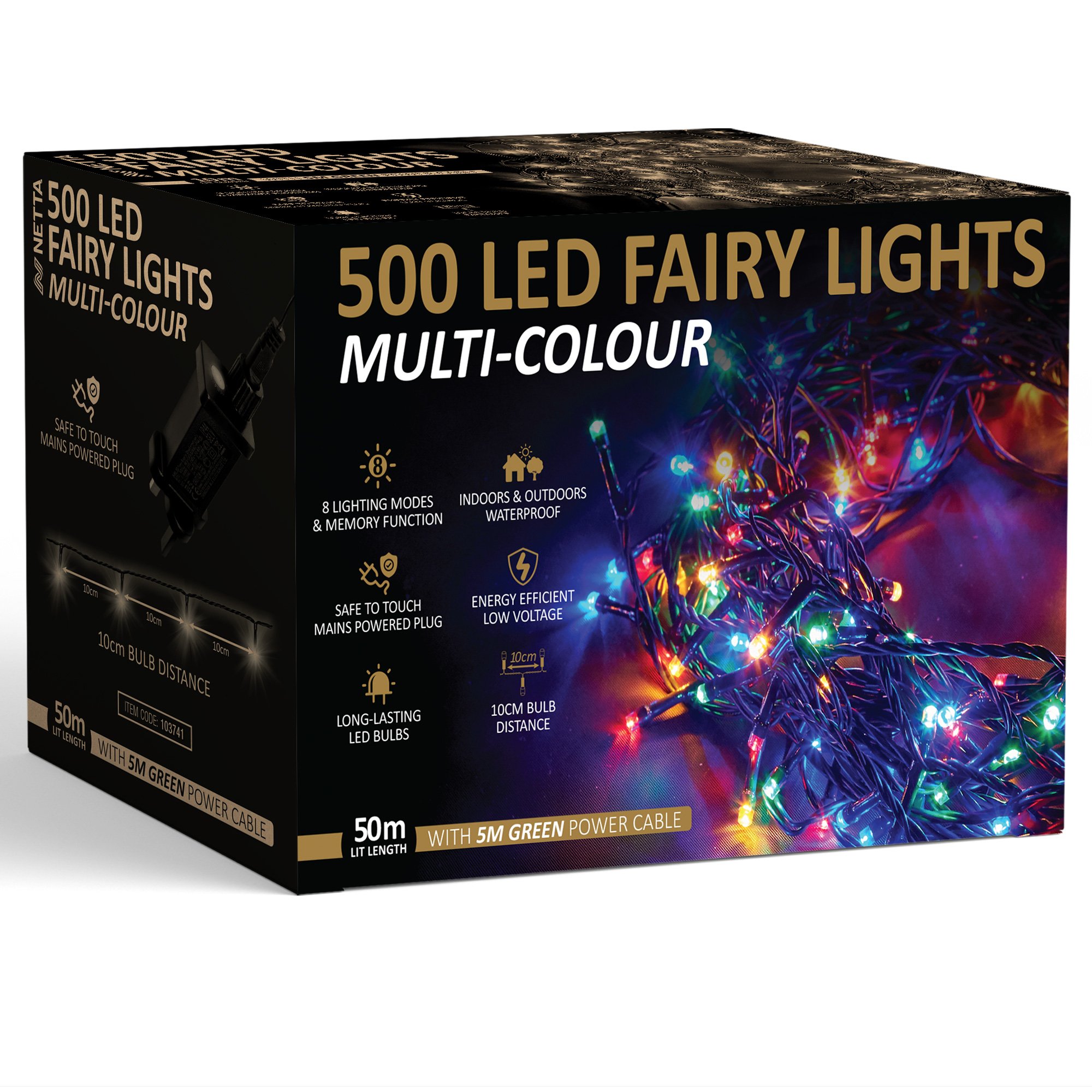 NETTA 500 LED 50m Christmas Fairy String Lights - Multicolour