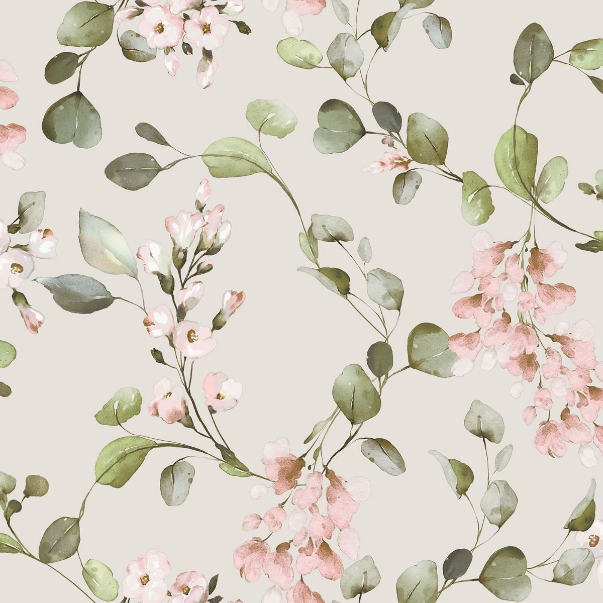 Rasch Rosalie Floral Wallpaper - Cream & Pink