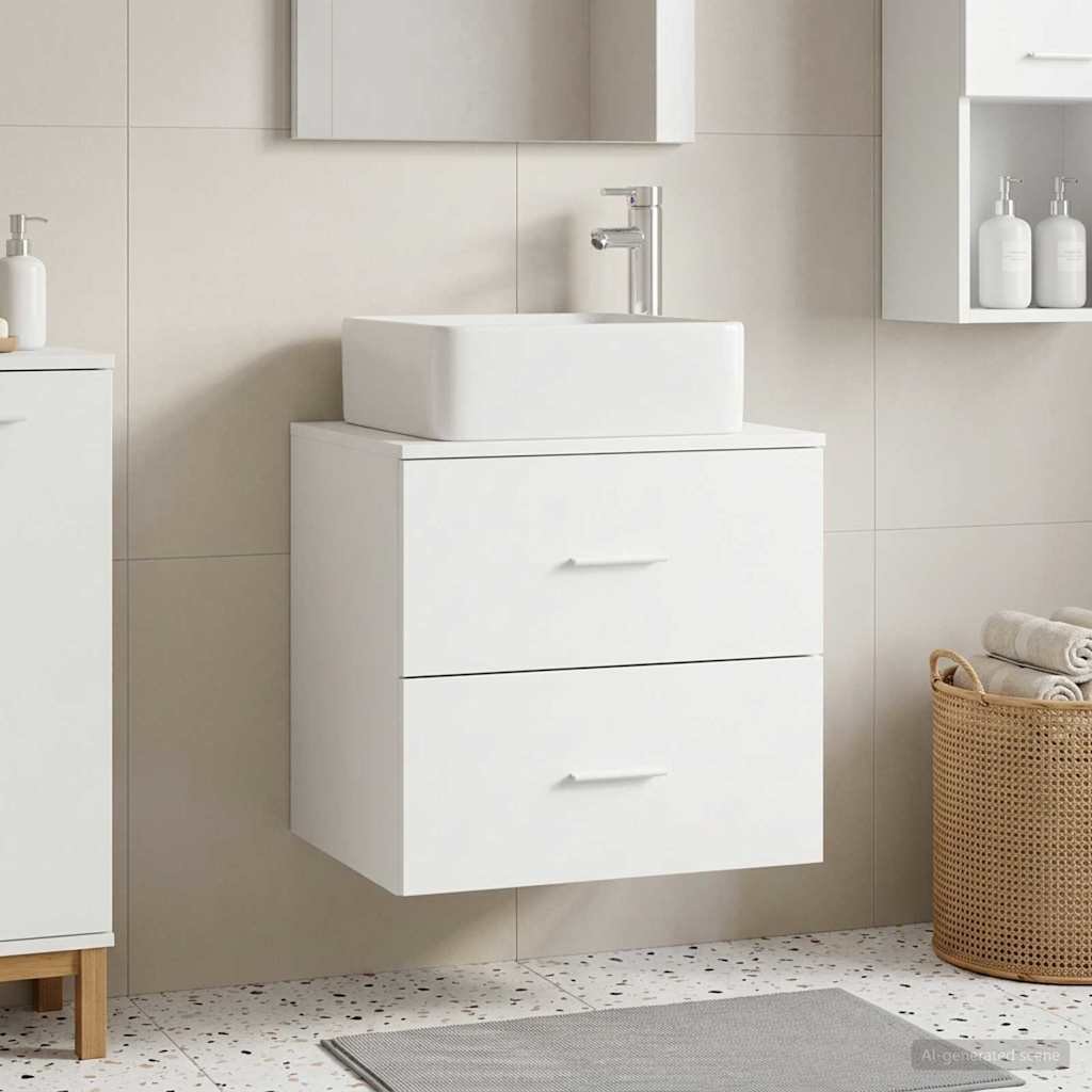 Walplus 2 Drawer Wall Mounted Sink Cabinet - Sonoma oak - 49.5 x 41 x 63 cm