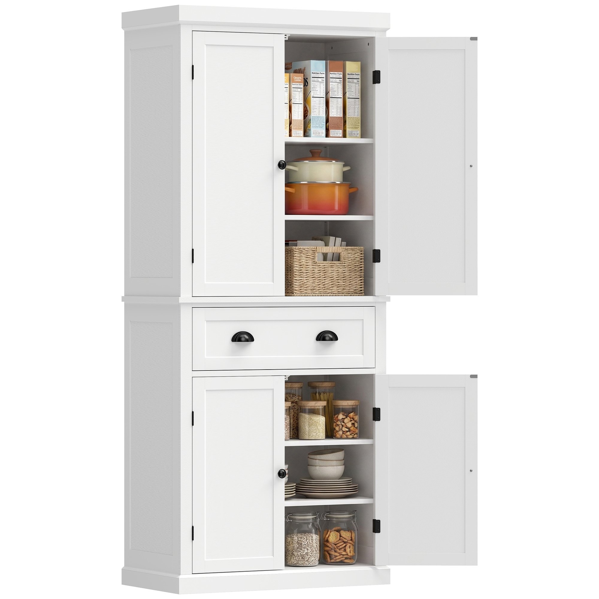 HOMCOM 4 Doors and Adjustable Shelves Freestanding Storage Cabinet