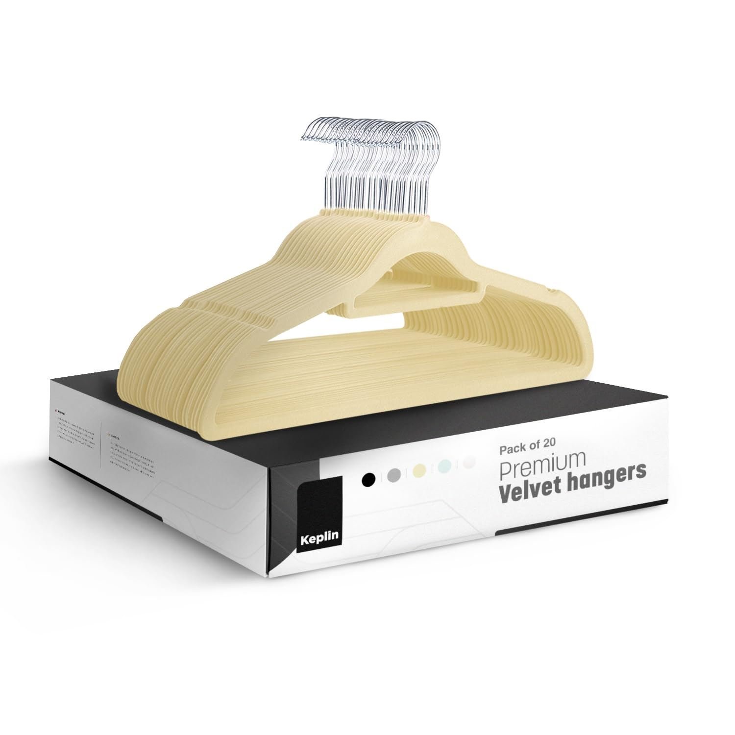 Keplin Cream Velvet Non-Slip Clothes Hangers - Pack of 20