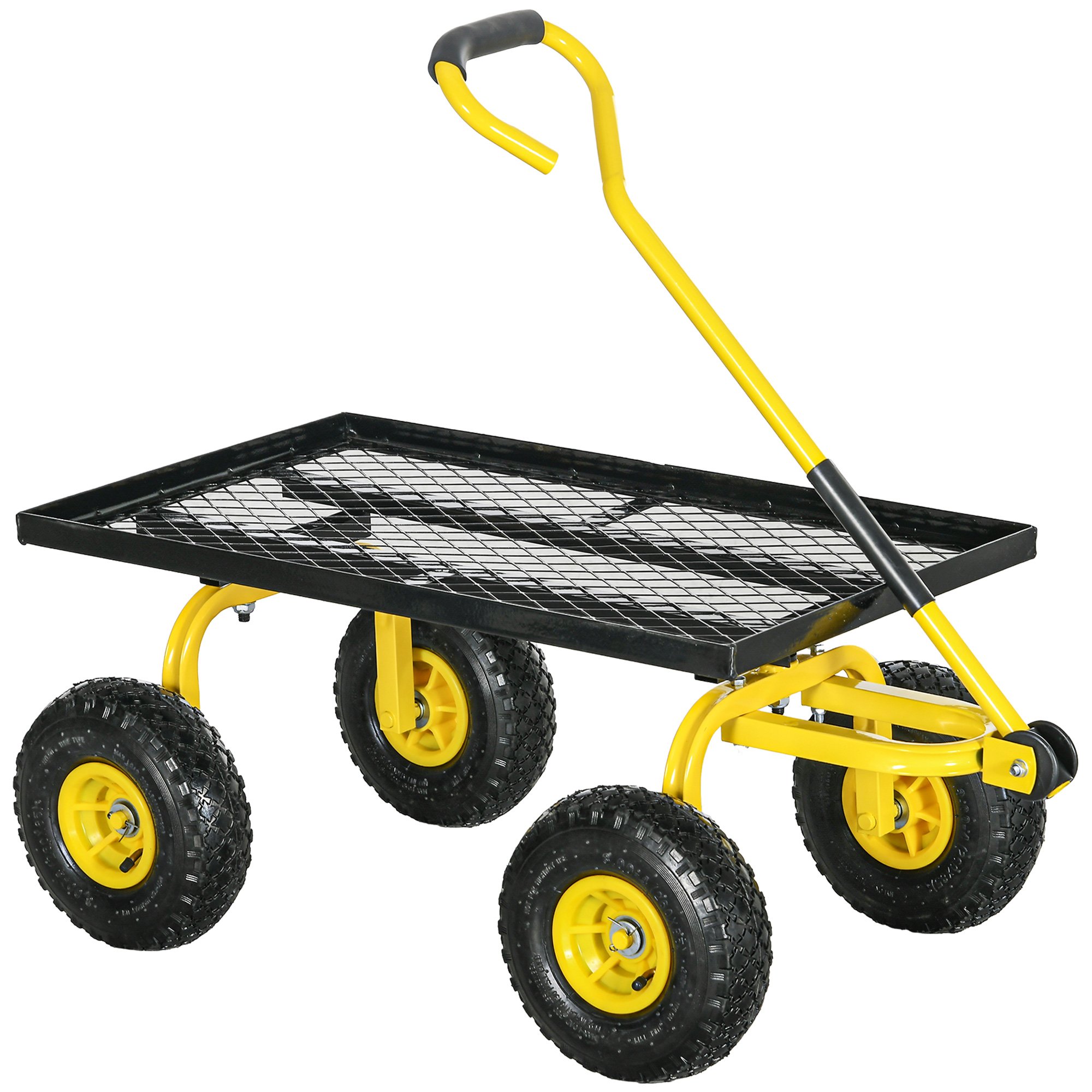 Outsunny Heavy Duty Garden Cart with Metal Frame - Yellow