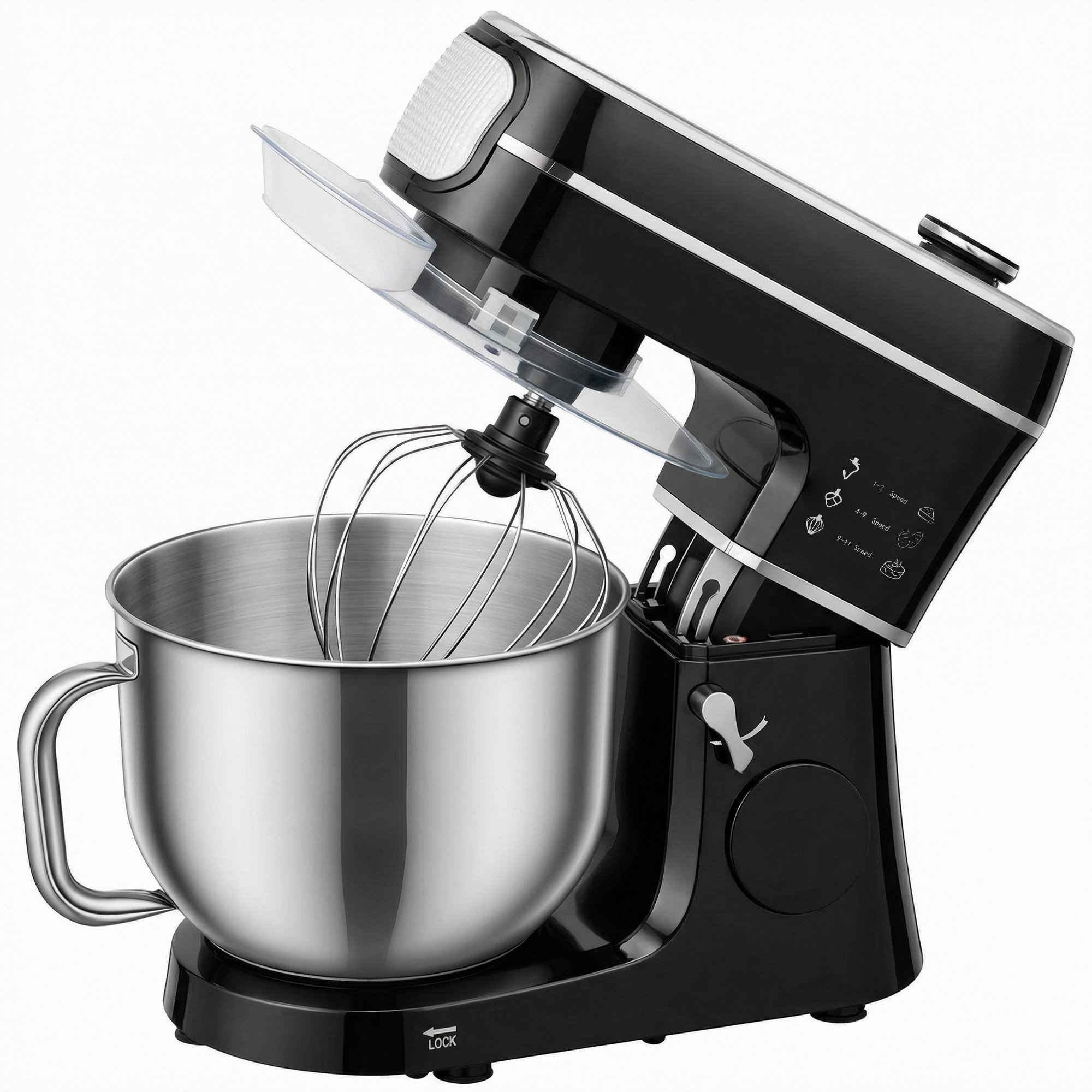 HOMCOM Digital 6L 1400W Stand Mixer Tilt-Head Food Mixer 11 Speeds Black