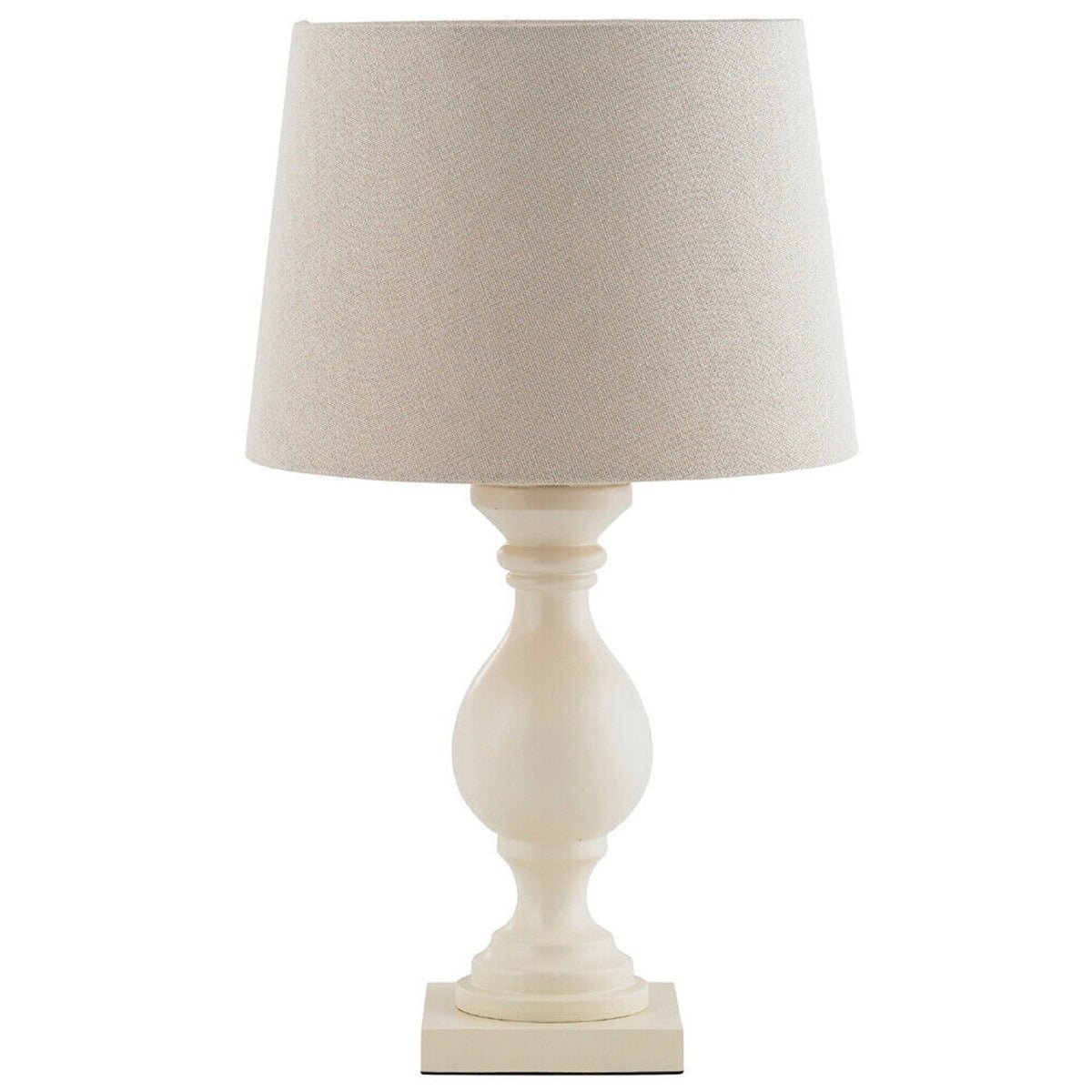 Loops Direct Wooden Table Lamp - Ivory Off-White Linen Shade