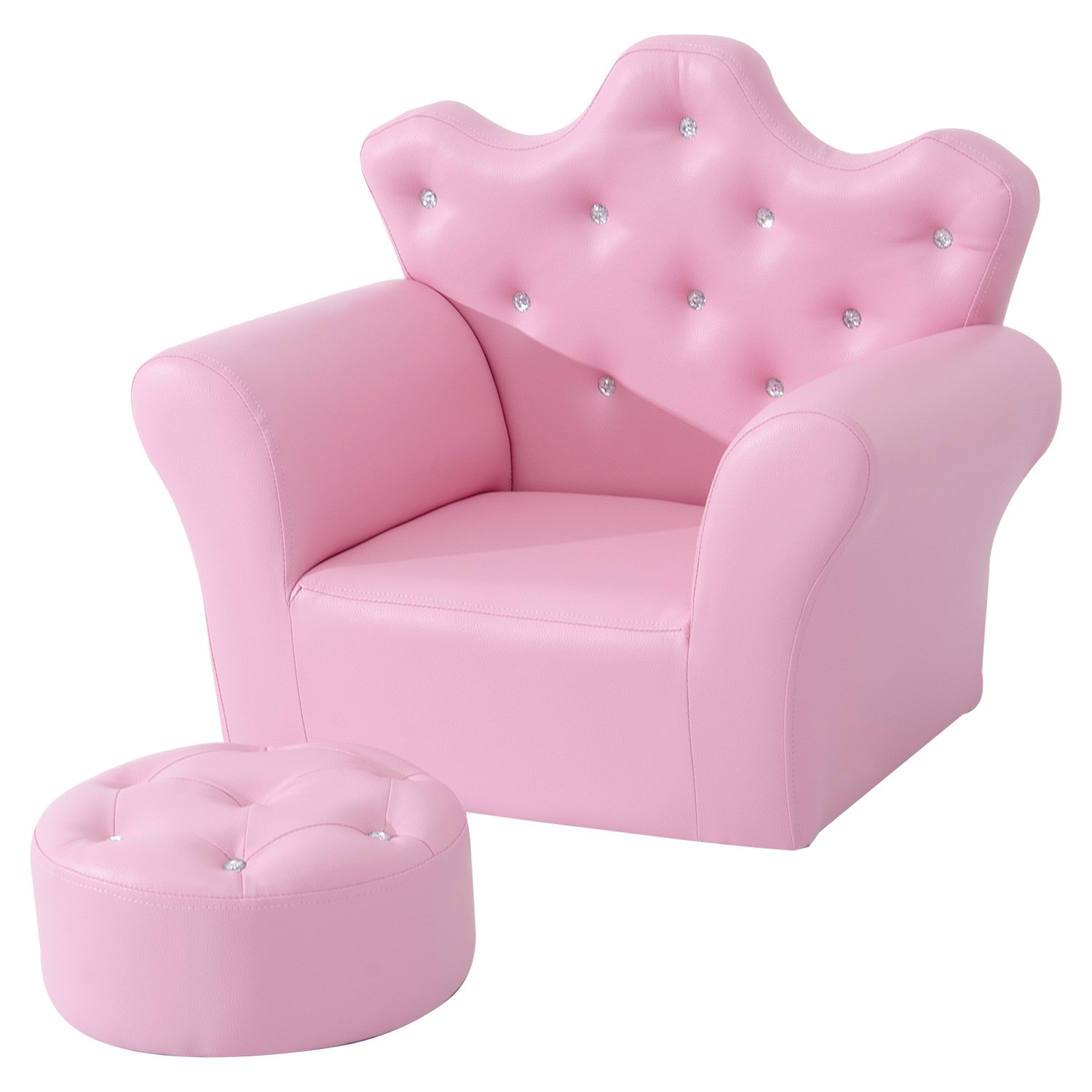HOMCOM 2 PCS Kids Armchair with Footstool - Pink
