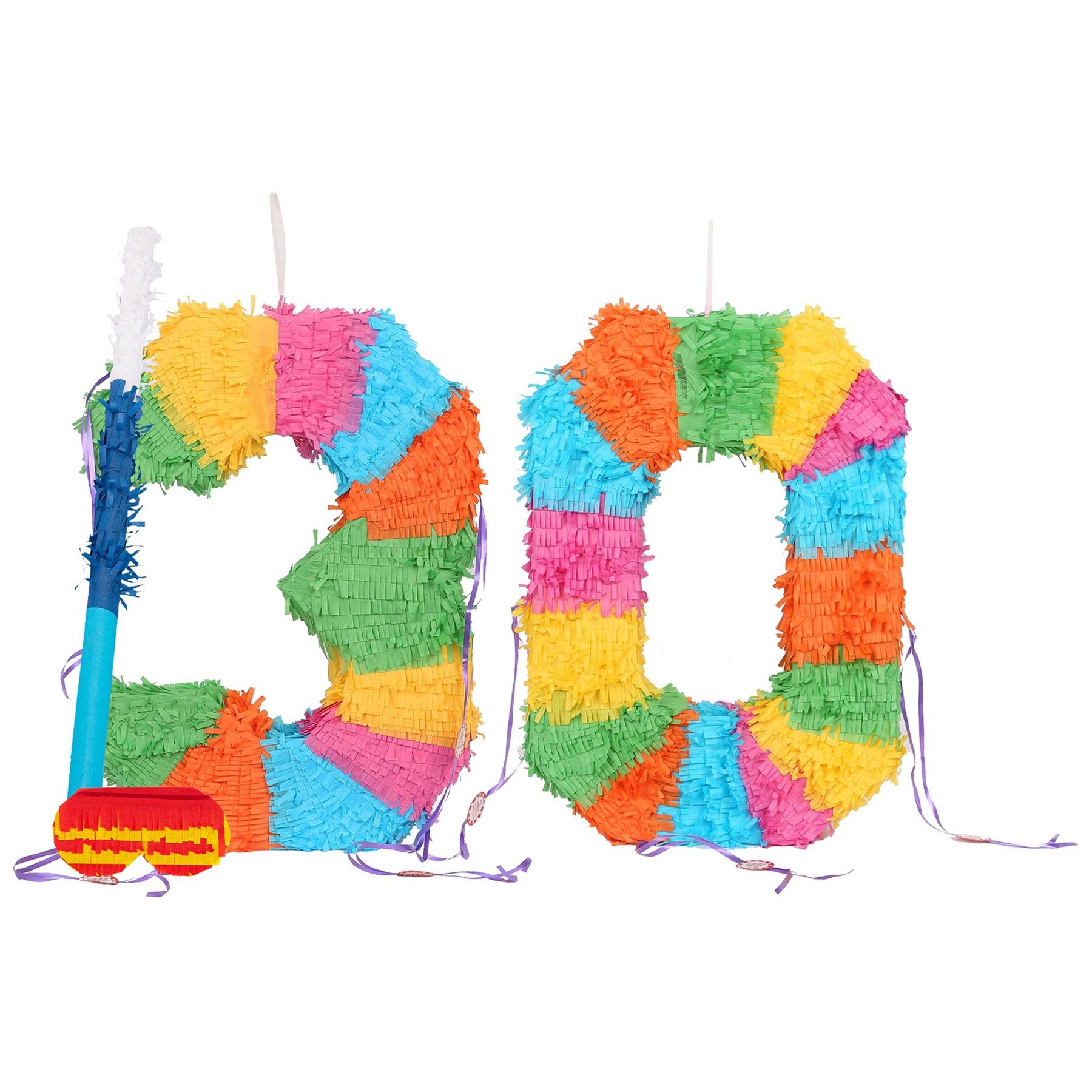 Fax Potato 30th Birthday Pinata Set with Stick & Blindfold - Blue Stick