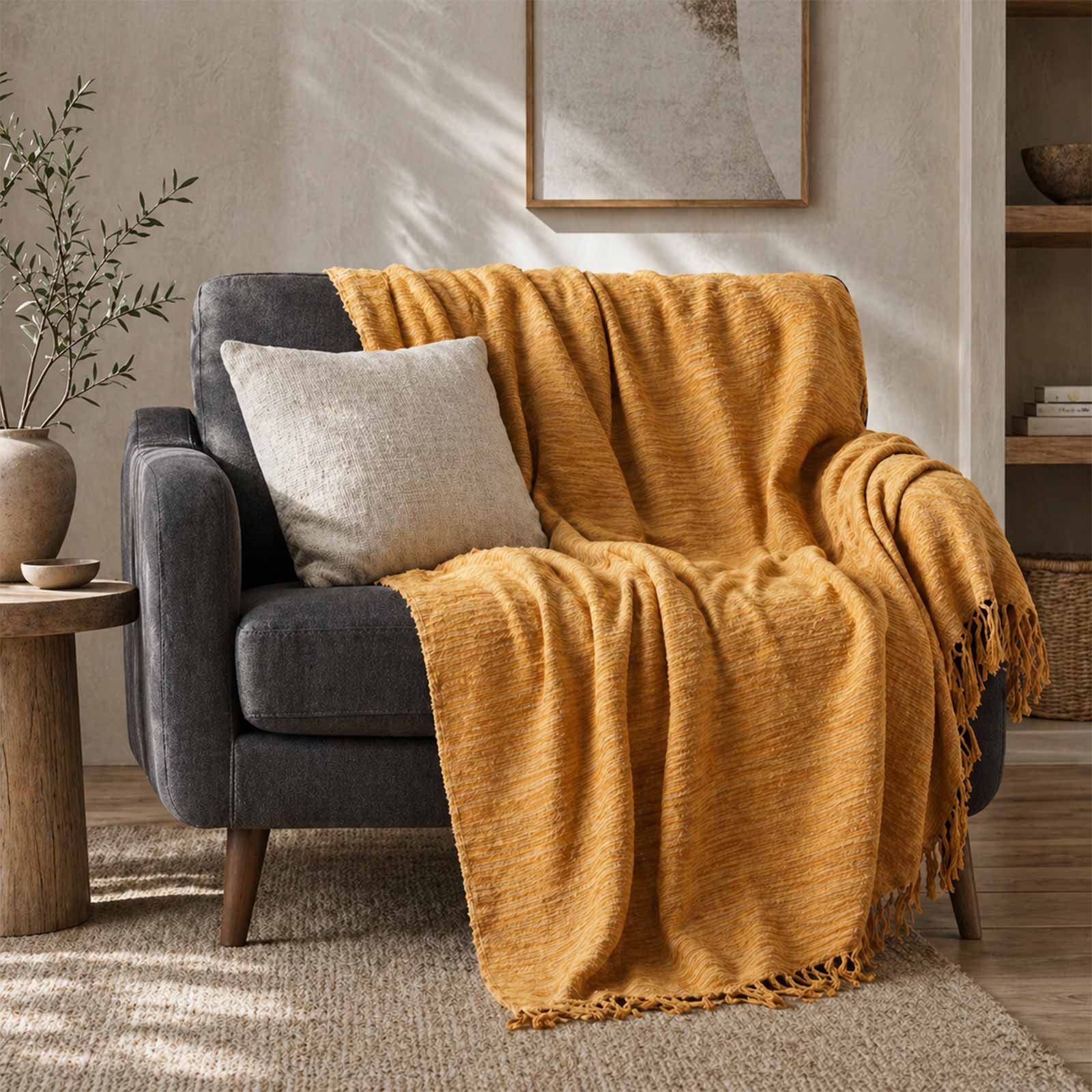 Homescapes Cotton Chenille Tie Dye Throw - 150 x 200 cm - Rust