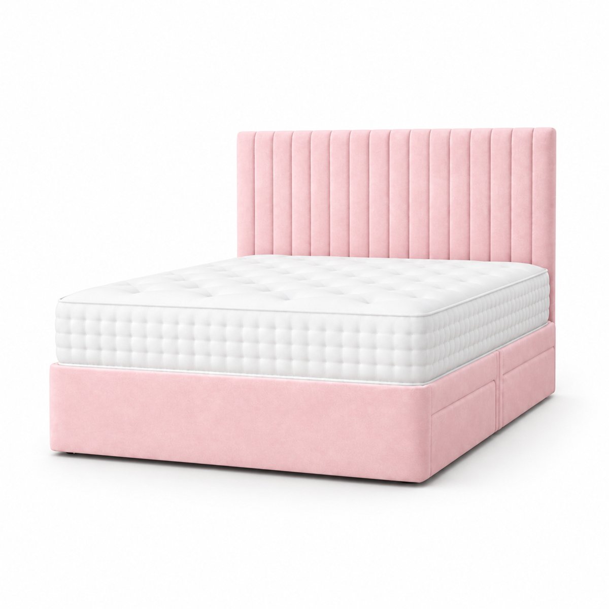 Comfy Deluxe 5ft King Size    Suede  Divan Bed Set -  Pink