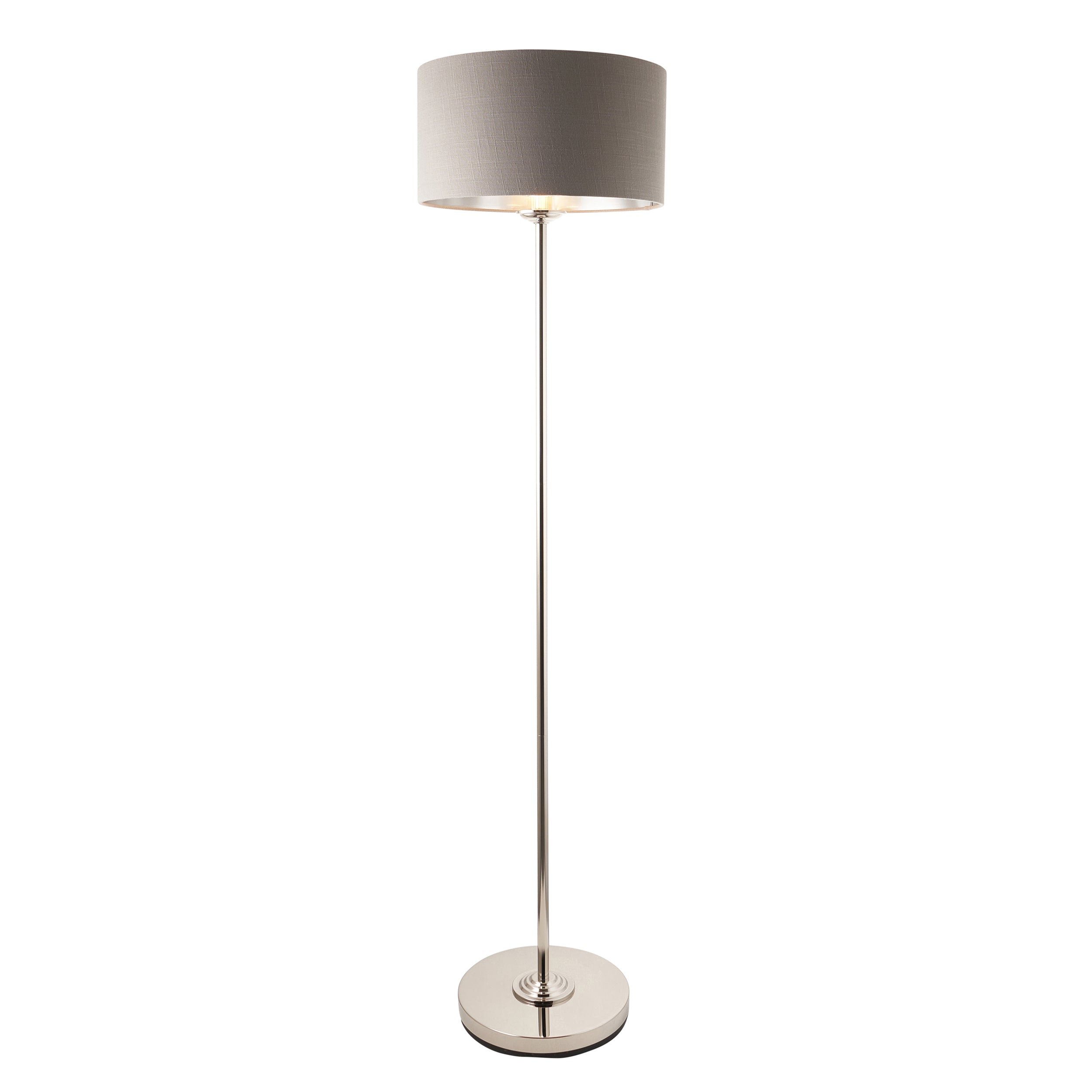 Loops Direct Floor Lamp - Bright Nickel Plate and Charcoal Fabric