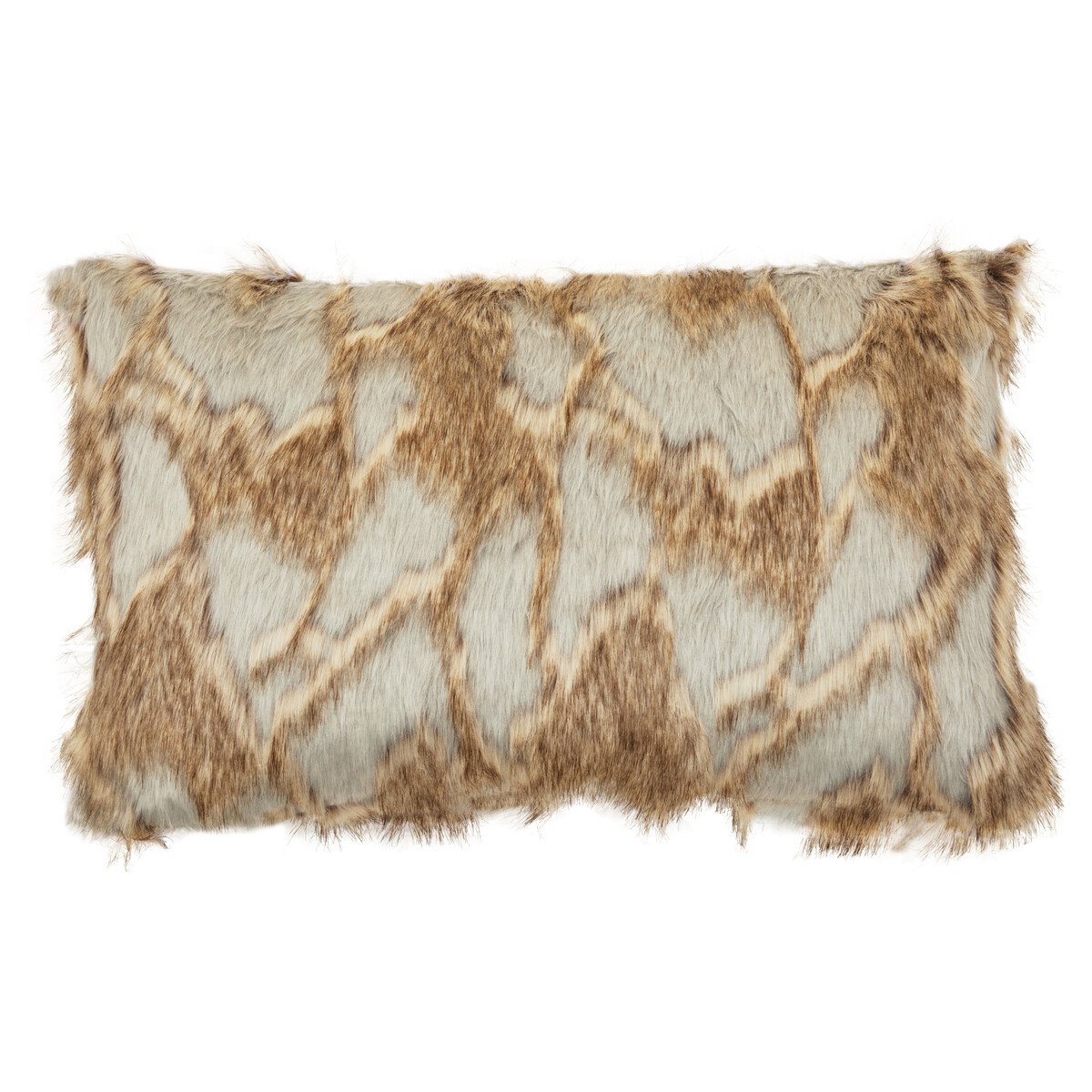Orsina Bosie Lamina Two-Tone Faux Fur Rectangular Cushion – Natural