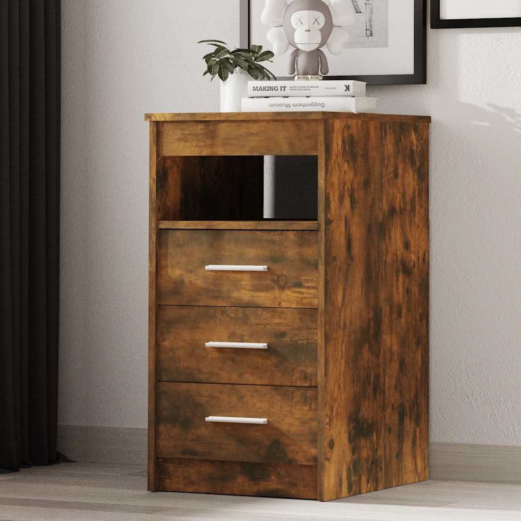 Walplus Engineered Wood 3 Drawer Drawer Cabinet - Dark Oak - 40 x 50 x 76 cm