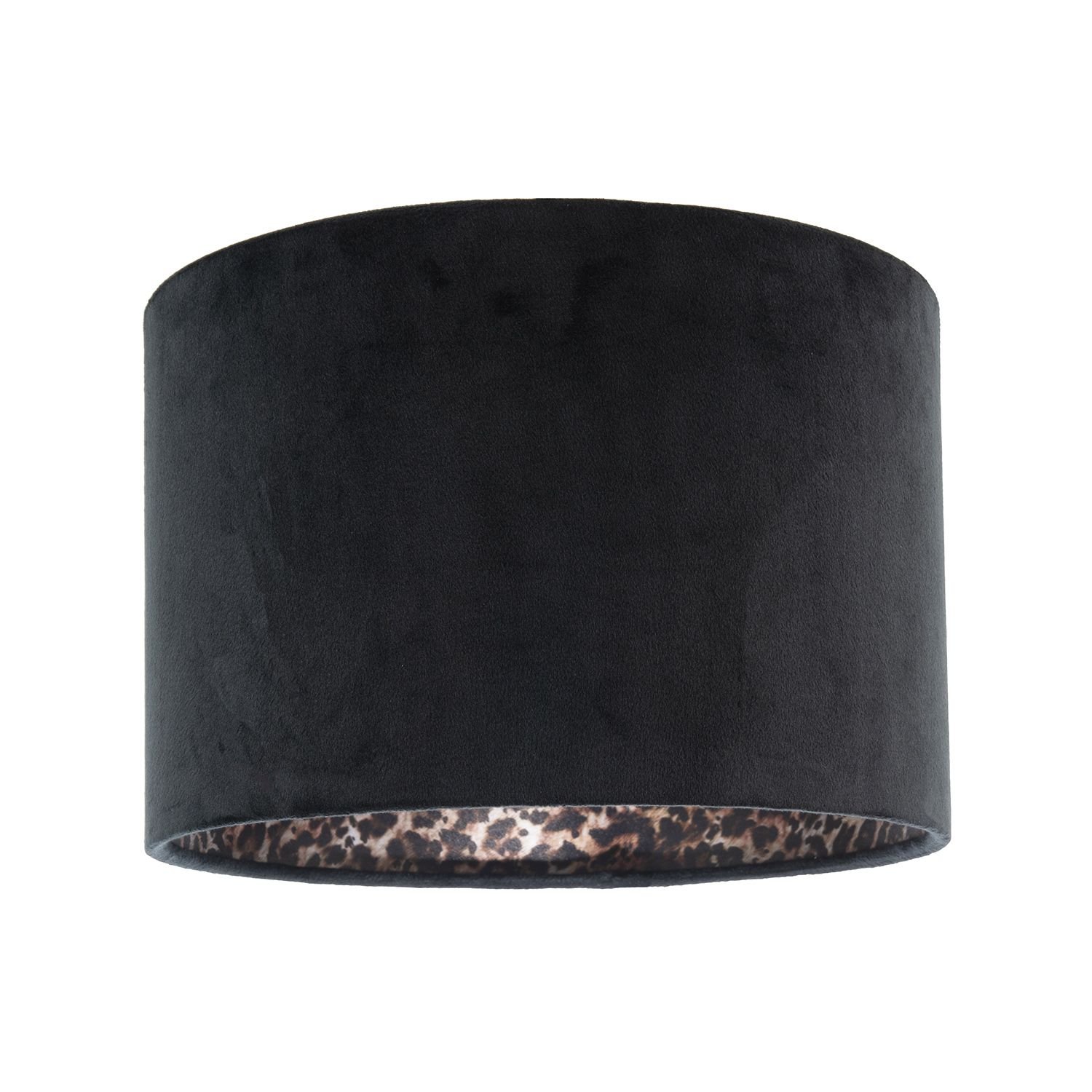 Happy Homewares Black Velvet with Inner Leopard Print Satin Lampshade - 30cm