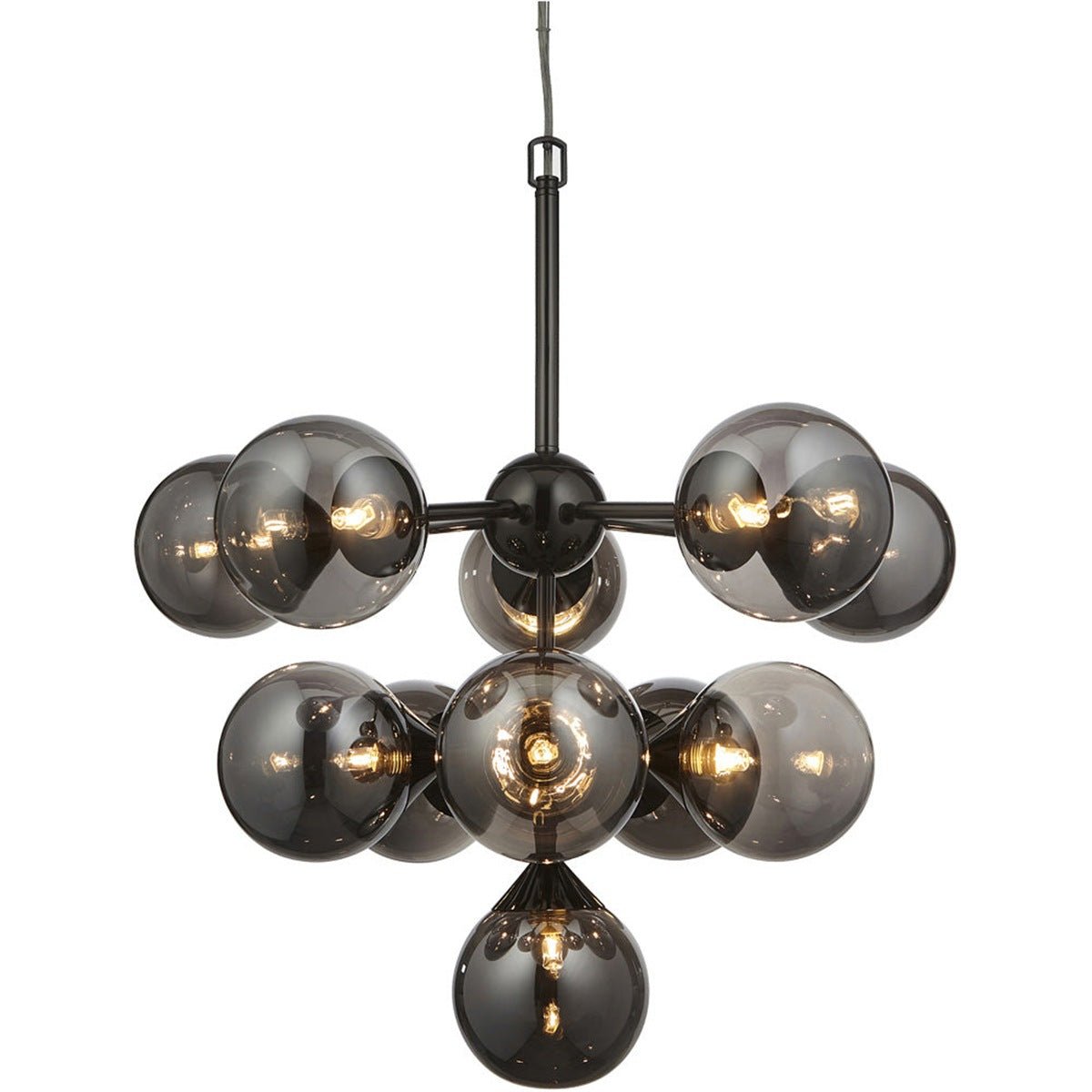 Loops Direct Steel and Glass Pendant Light - Black Chrome