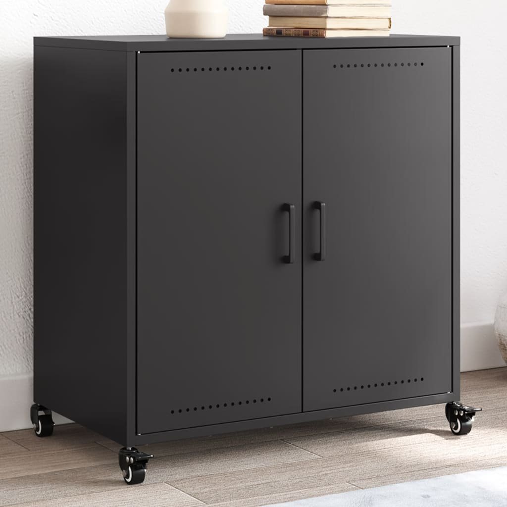 Walplus Cold Rolled Steel Sideboard - Black - 68 x 39 x 72 cm