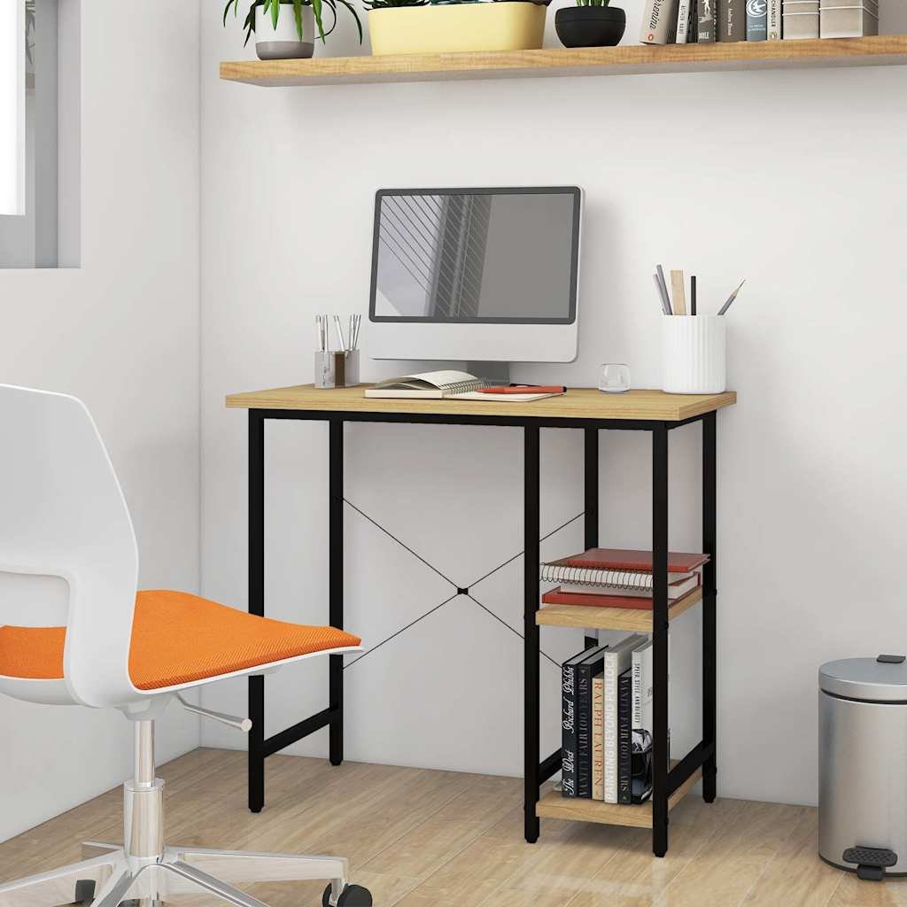 Walplus MDF and Metal Computer Desk - Black and Brown - 80 x 40 x 72 cm