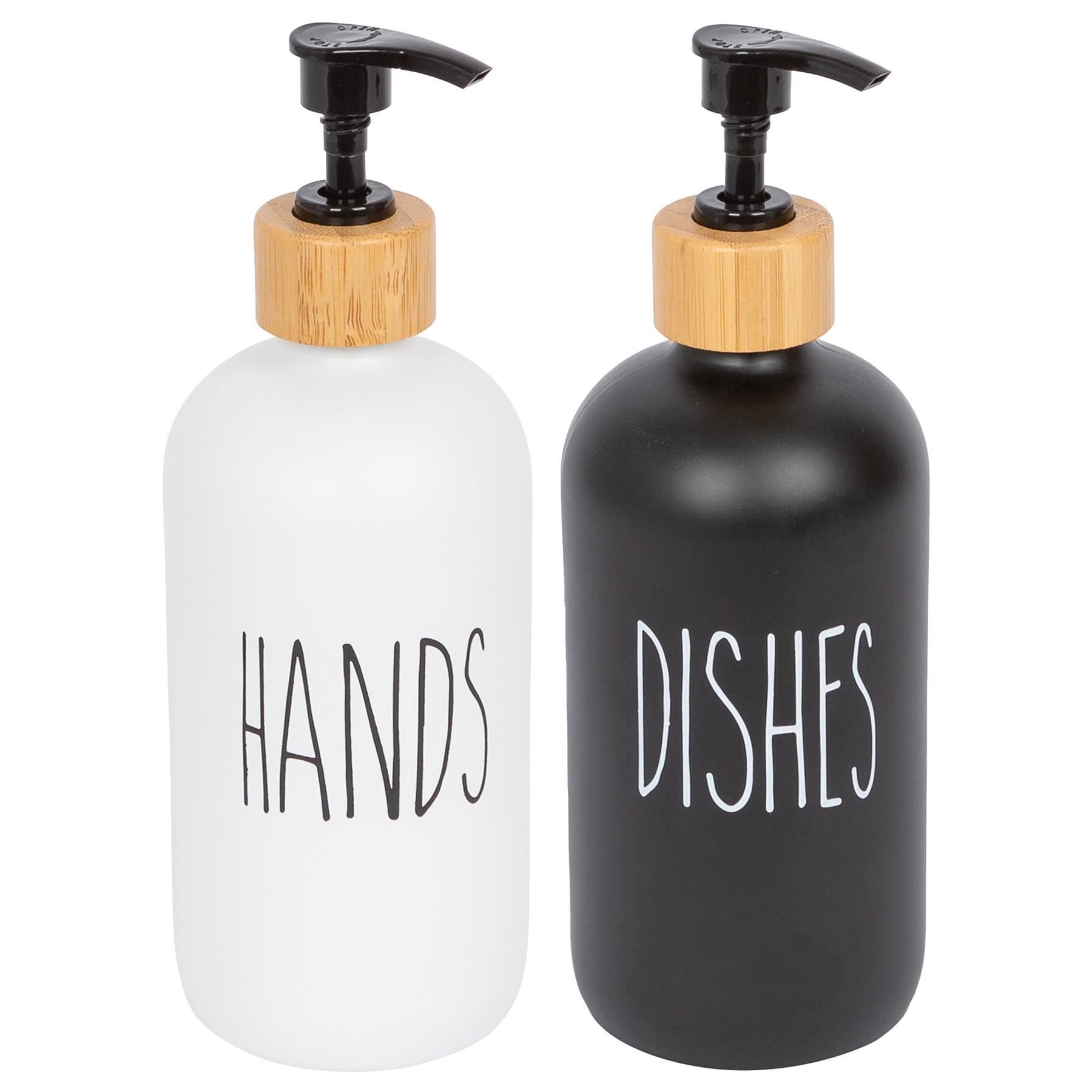 Harbour Housewares 2pc Hand & Dish Soap Dispensers Set  - White/Black