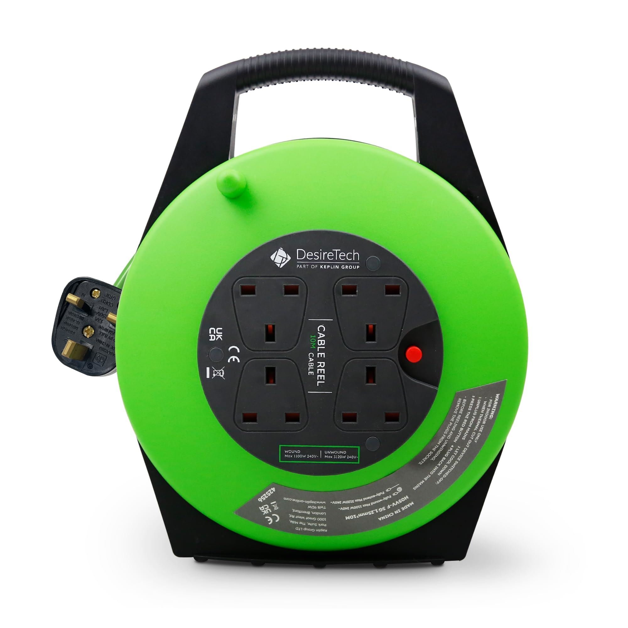 Desiretech 13A 4 Socket Cable Reel Extension Lead - 10 Metre