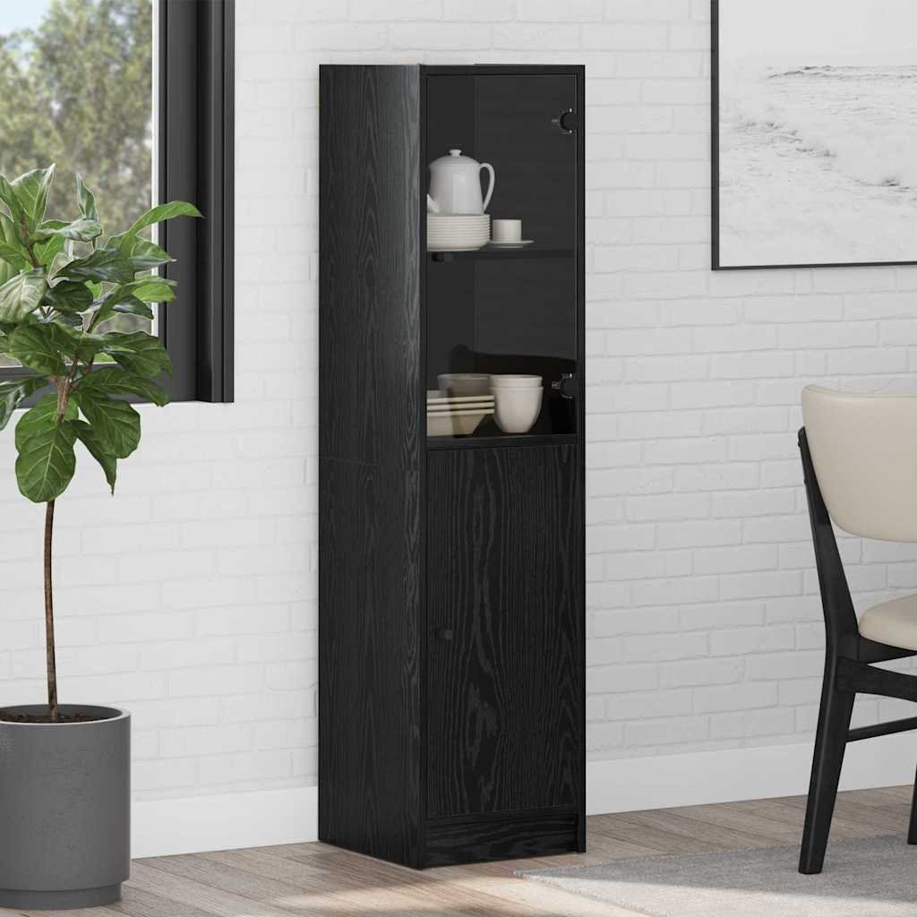 Walplus Engineered Wood Highboard - Black Ash - 35 x 37 x 142 cm