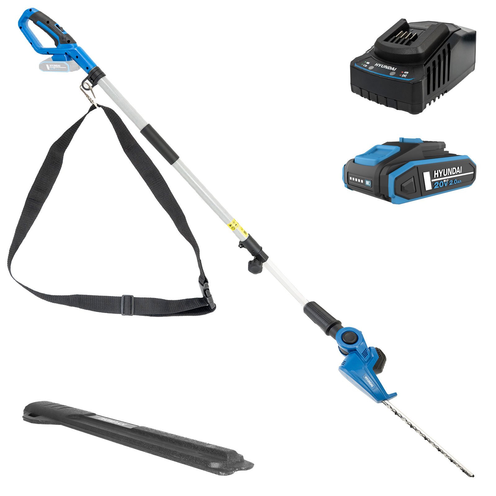 Hyundai 20V Cordless Long Reach Pole Hedge Trimmer - 45cm