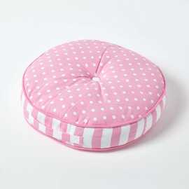 Homescapes Polka Dots & Stripes Round Floor Cushion - Pink