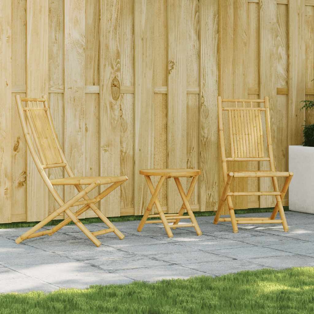 Walplus 3 Piece Bamboo Folding Bistro Set - Brown - 45 x 45 cm