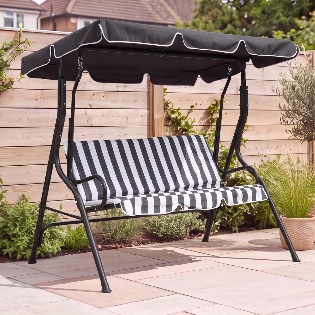 Charles Bentley 2-3 Seater Garden Patio Swing Seat Hammock Chair - Grey