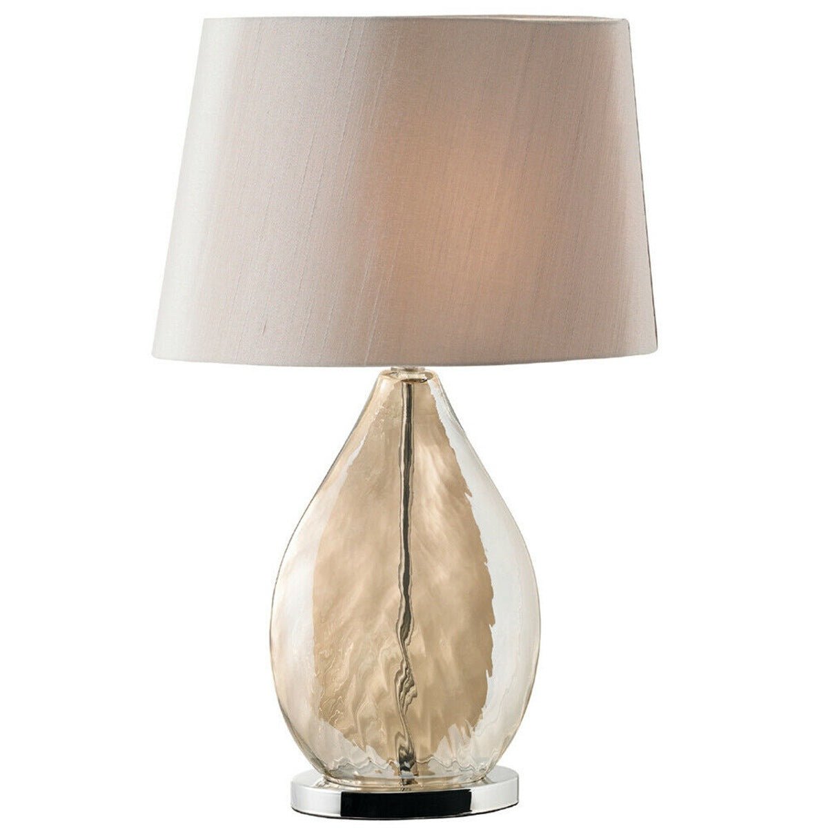 Loops Direct Gold Tinted Glass Table Lamp - Mink Fabric