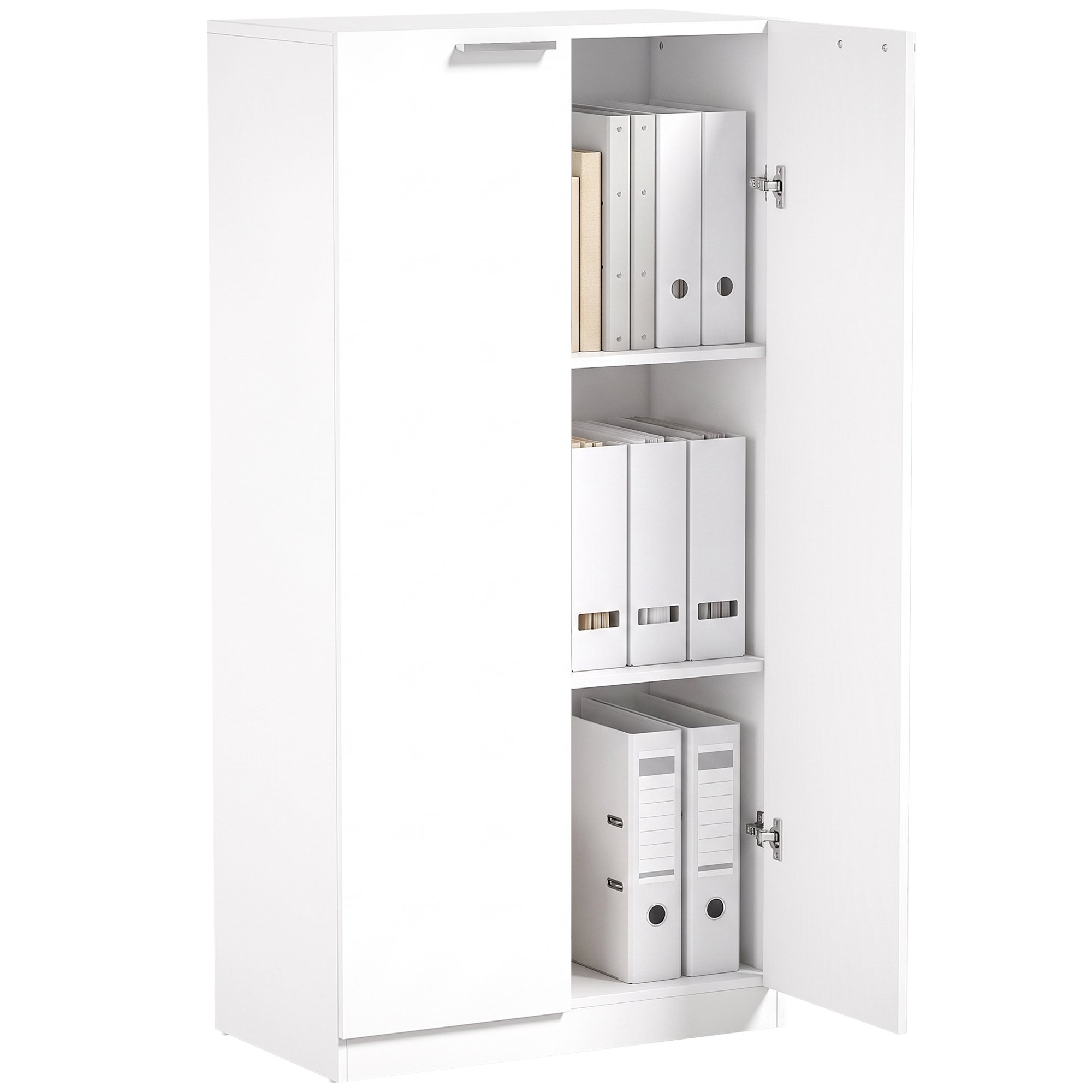 HOMCOM 3 Tier Wooden Tall Storage Cabinet Cupboard - White