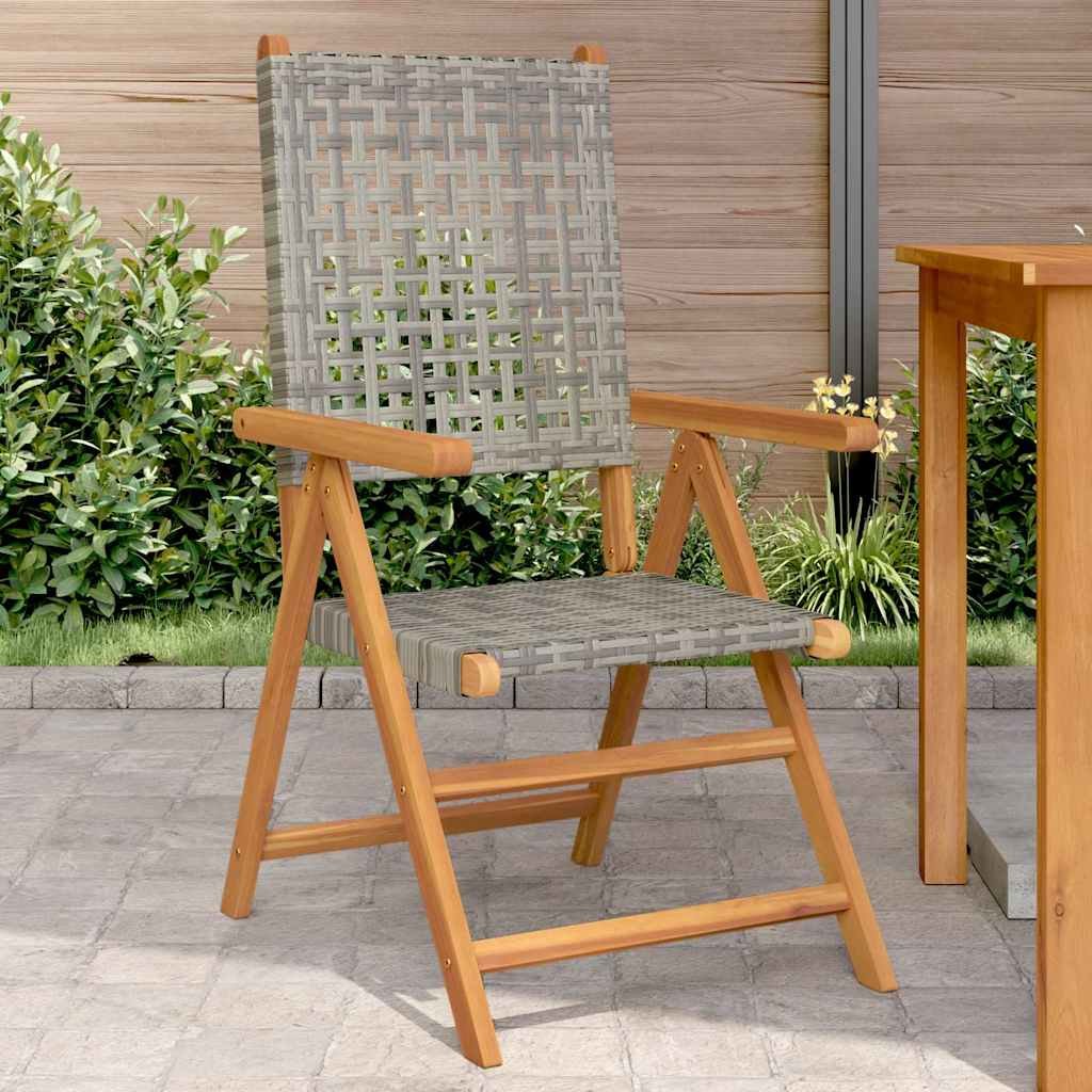 Walplus 2 Piece Wood Folding Chairs - Grey - 57 x 70 x 109 cm