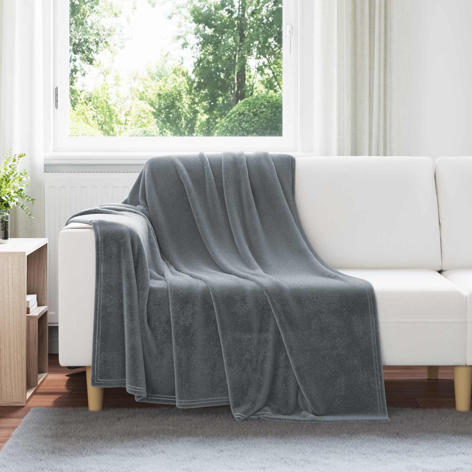 Walplus Fleece Throw Blanket - Dark Grey - 200 x 150 cm
