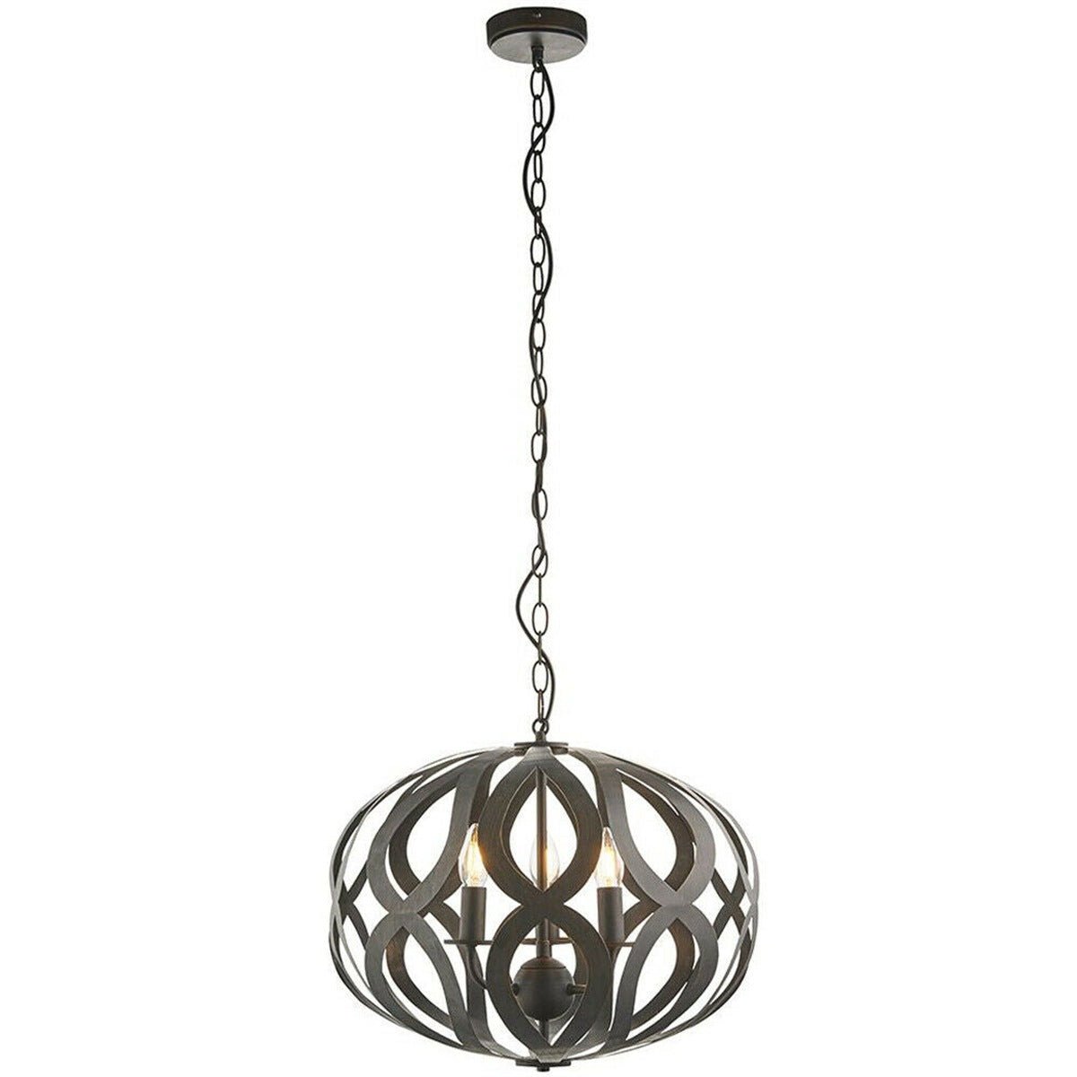 Loops Direct Steel 3-Light Pendant Ceiling Lamp - Antique Brushed Bronze