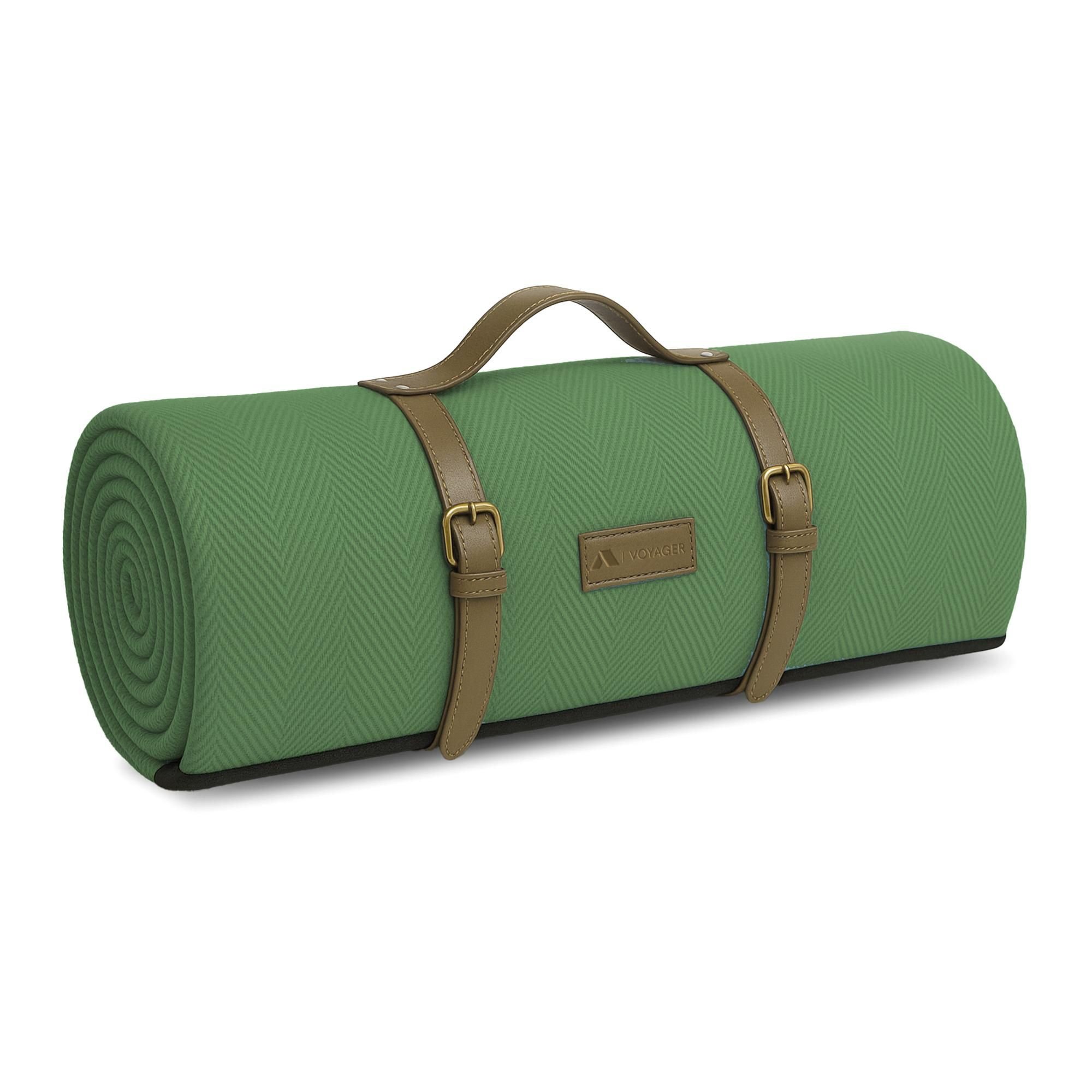 Voyager Herringbone Fleece Extra Large Picnic Blanket - Green