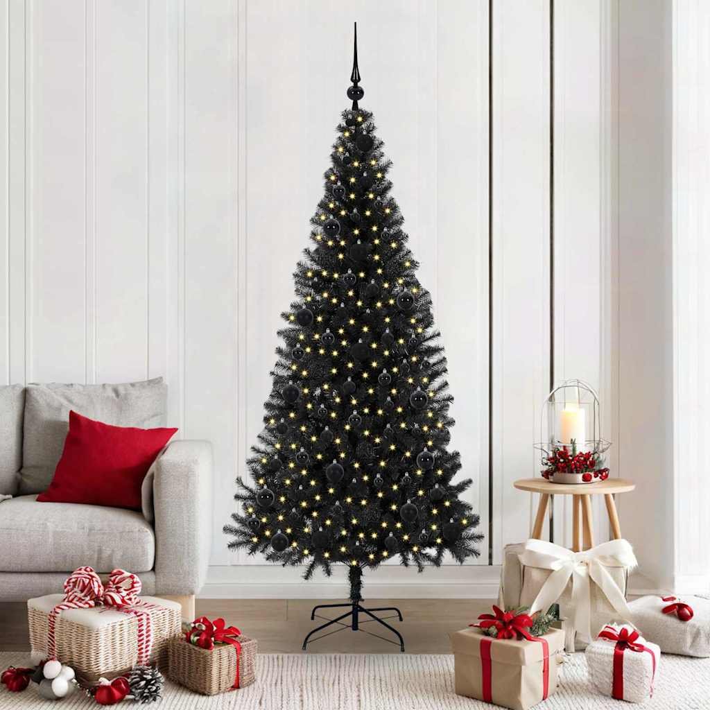 Walplus 300 LED Lights Artificial Christmas Tree 93 cm Wide - Black - 180 cm