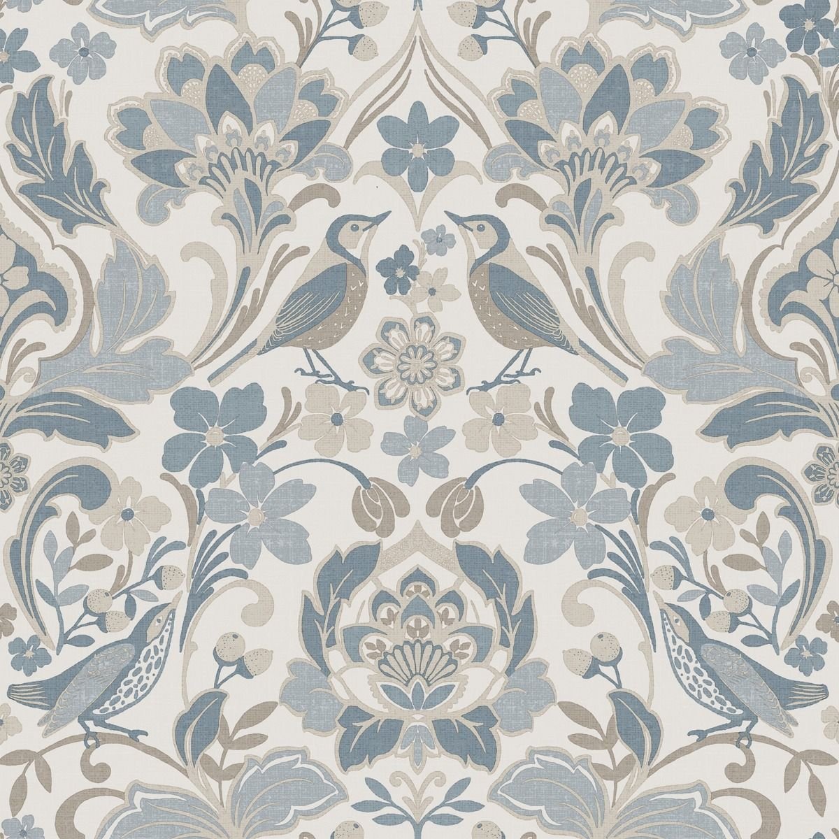 World Of Wallpaper Folk Floral Textured Wallpaper - Soft Blue