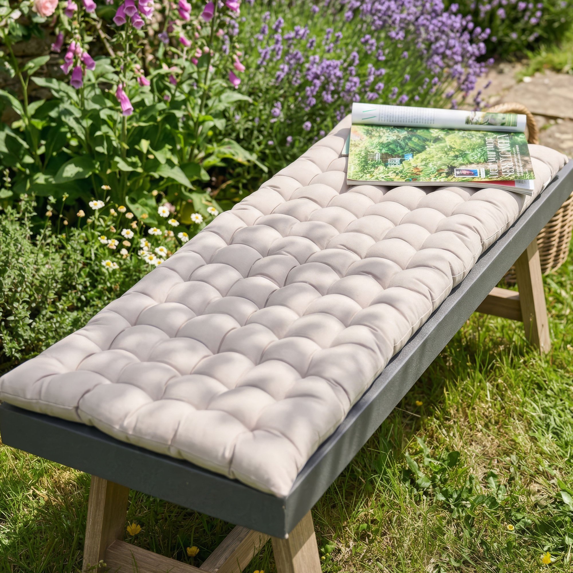 Dibor Saint-Cloud 100x40cm Quilted Cotton Bench Cushion - Grey