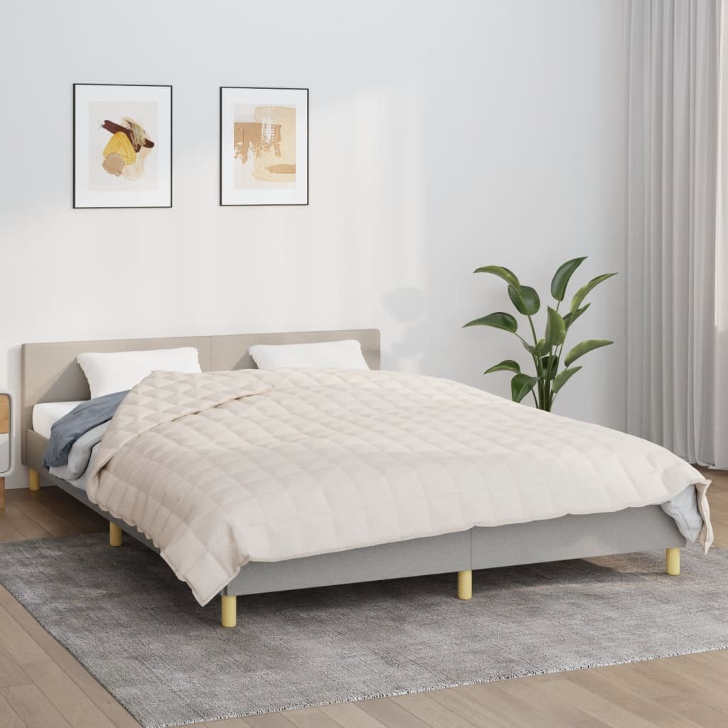 Walplus 15 kg Cotton Weighted Blanket - Light Cream - 220 x 240 cm