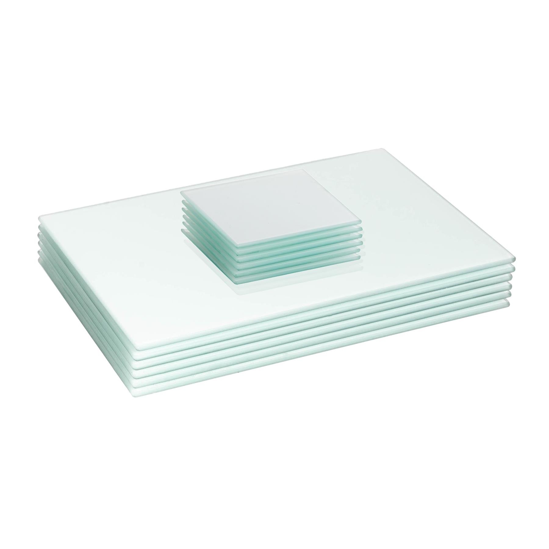 Harbour Housewares White Glass Placemats & Coasters - Set of 12 - 30 x 20cm