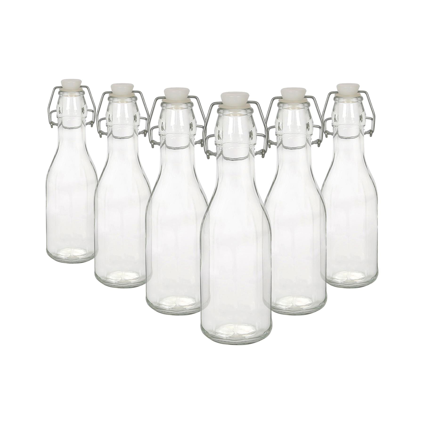 Argon Tableware Glass Bottles with Swing Top - Pack of 6