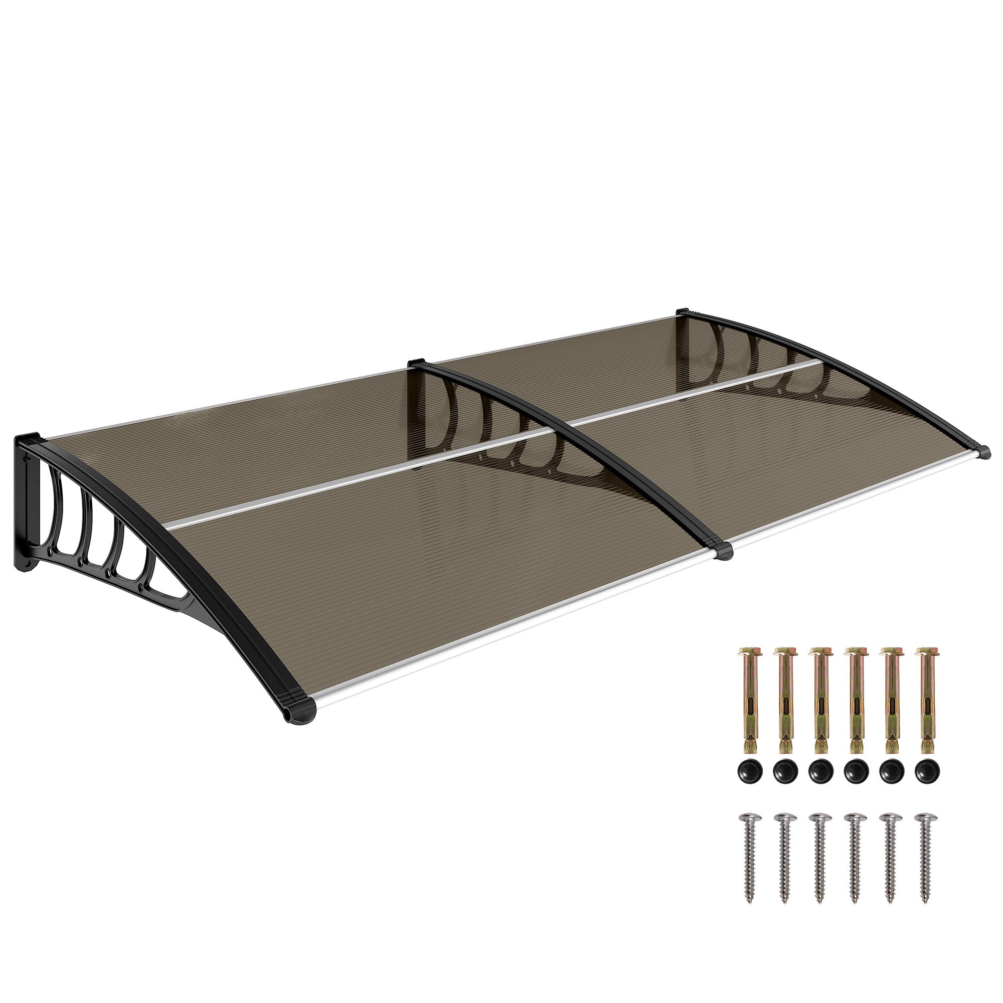 Outsunny Garden Door Canopy Rain Shelter Outdoor Awning - Brown