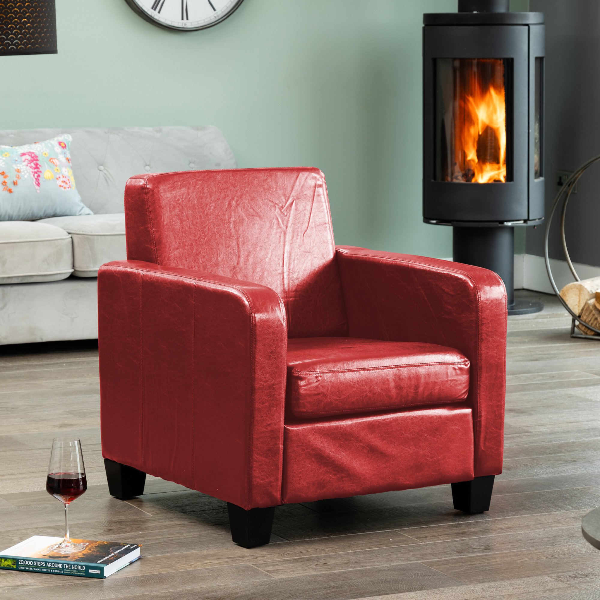 Artemis Home Bethel Faux Leather Armchair - Red