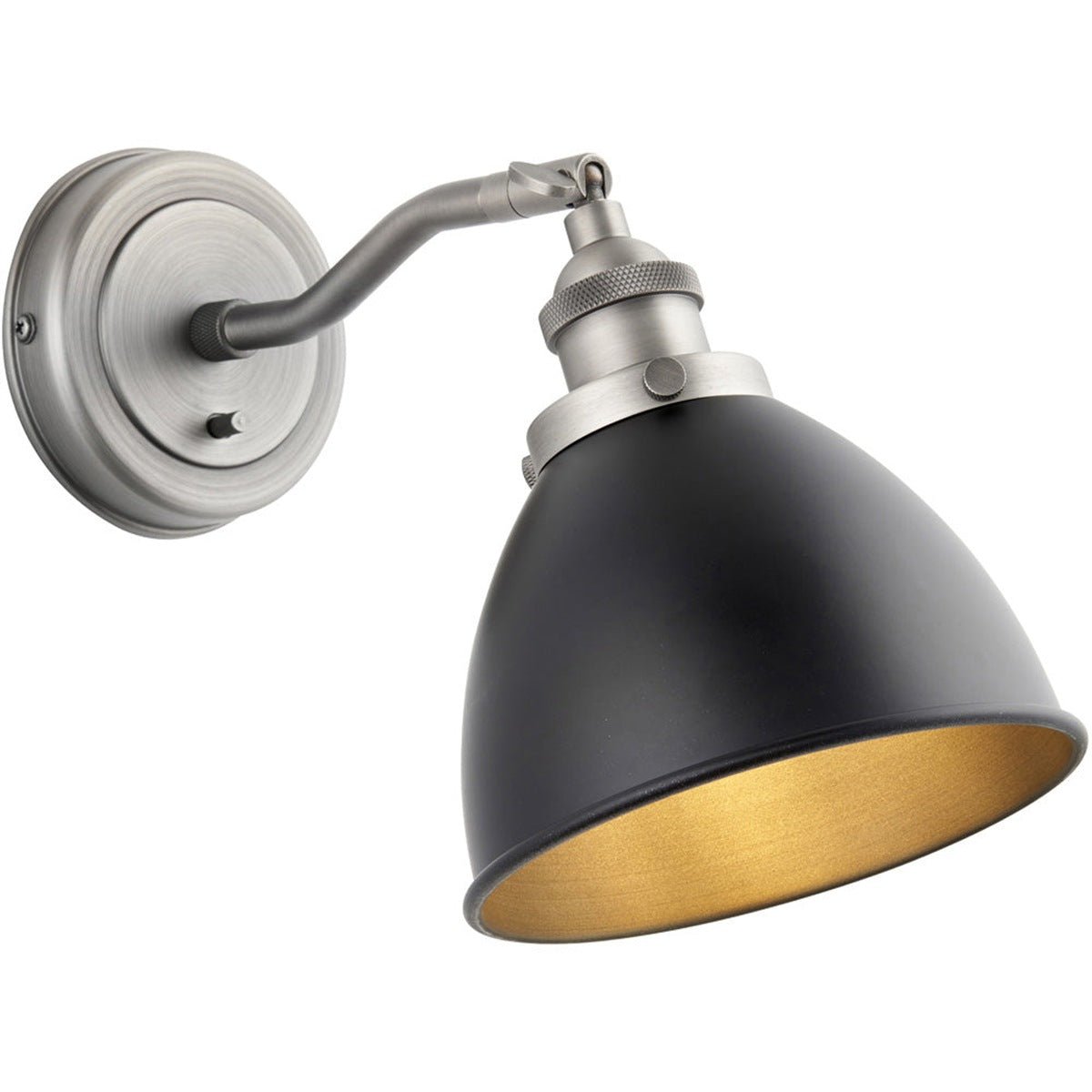 Loops Direct Steel Adjustable Wall Light - Matt Black Paint and Aged Pewter