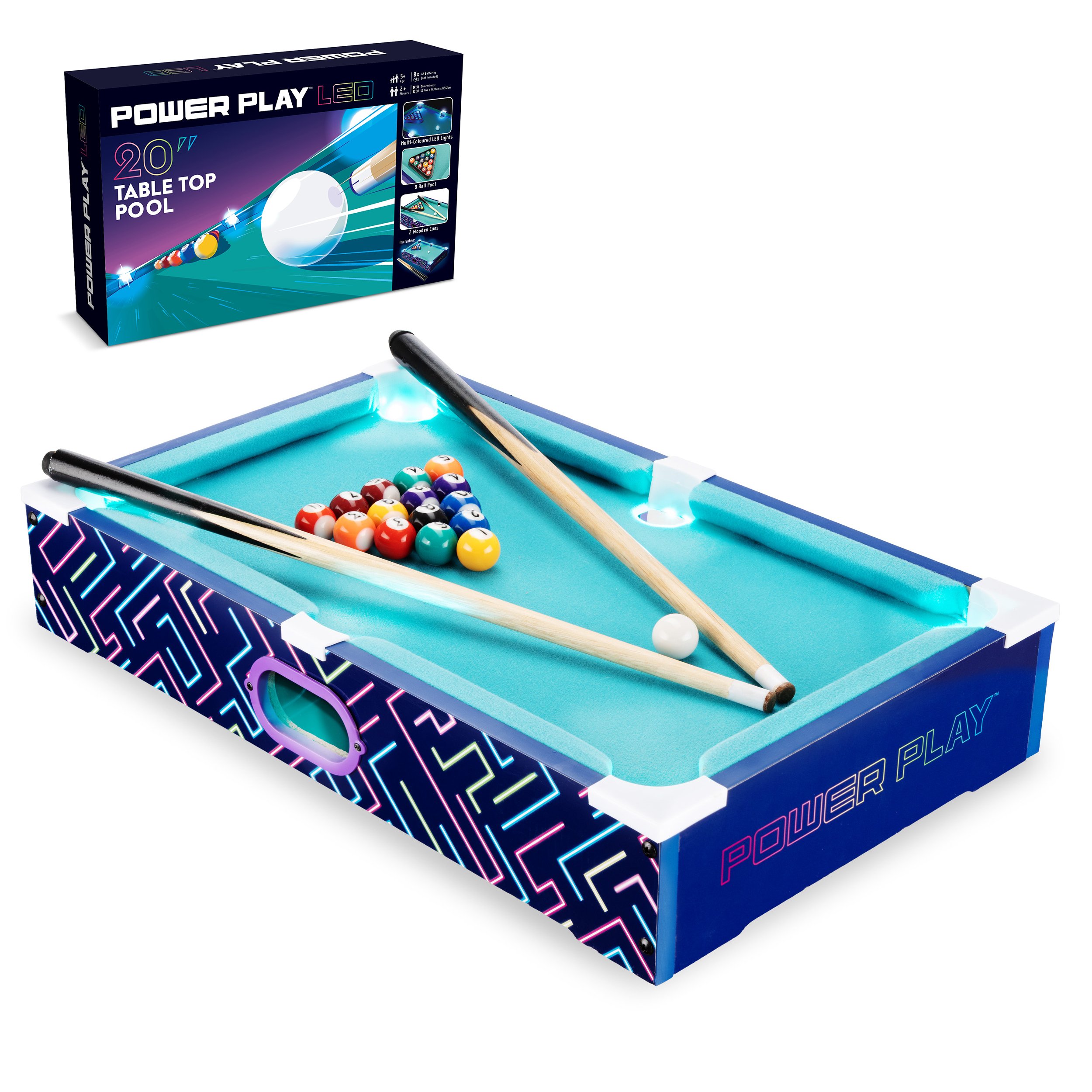 Powerplay LED Pool Table - 20 Inch
