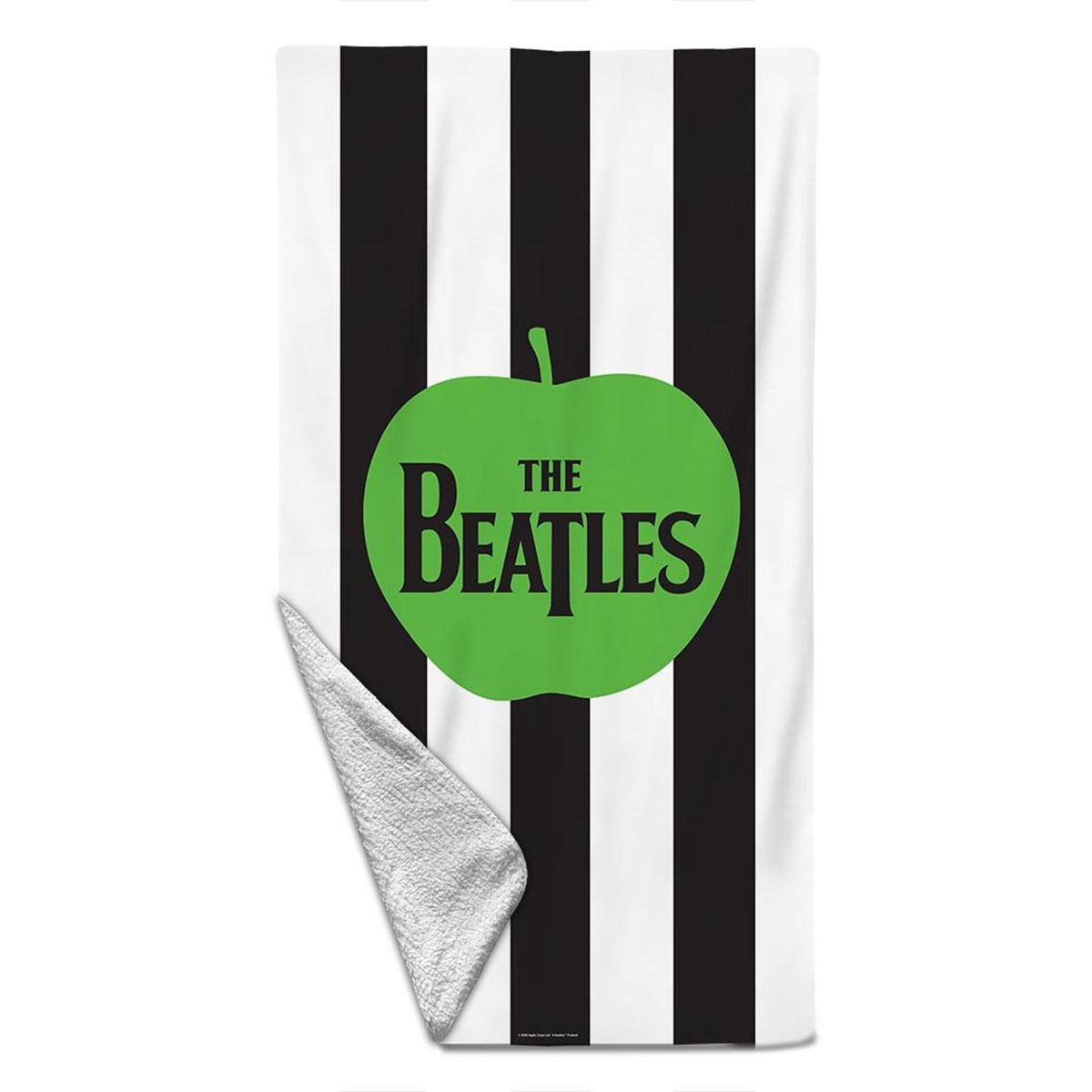 The Beatles Unisex Adult Apple & Stripes Beach Towel - Black & White & Green