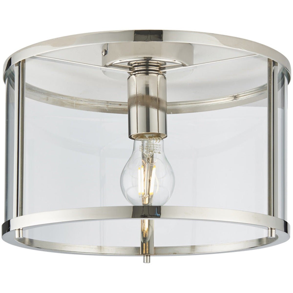 Loops Direct 31cm Diameter Semi Flush Ceiling Light - Bright Nickel