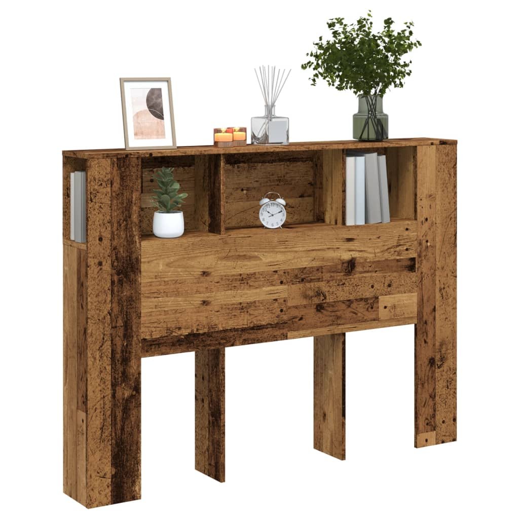 Walplus Engineered Wood Headboard Cabinet - Dark Wood - 140 x 18.5 x 102.5 cm