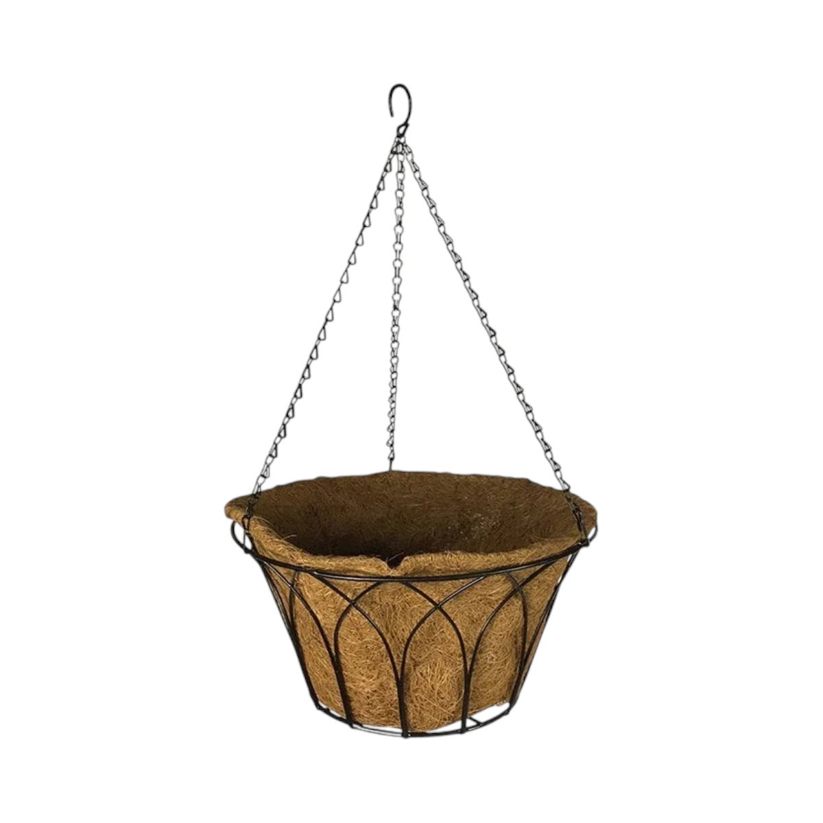 Garden Pride Gothic 14" Round Flat Bottom Hanging Basket - Black