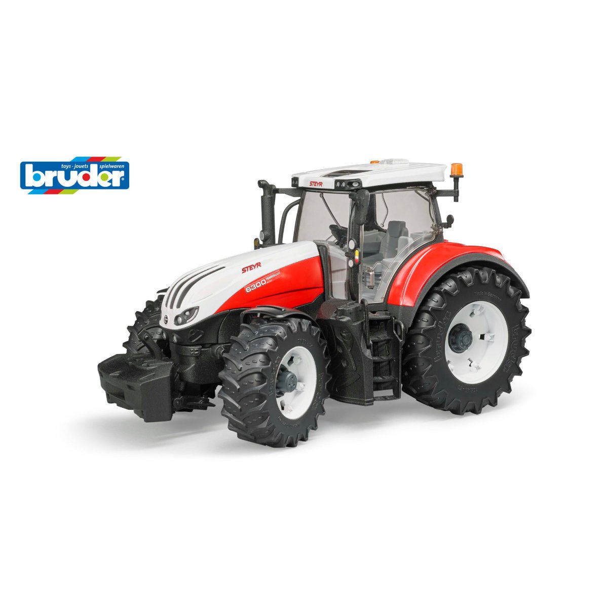 Bruder Steyr 6300 Terrus CVT Childrens Toy Model - White Red - 1:16